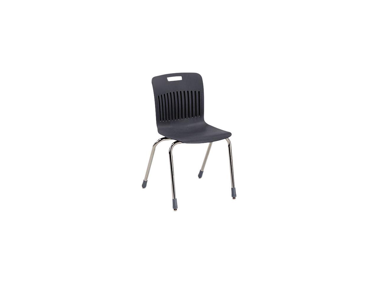Virco AN18BLK01CRM Analogy Ergonomic Stack Chair, Black/Chrome, 4