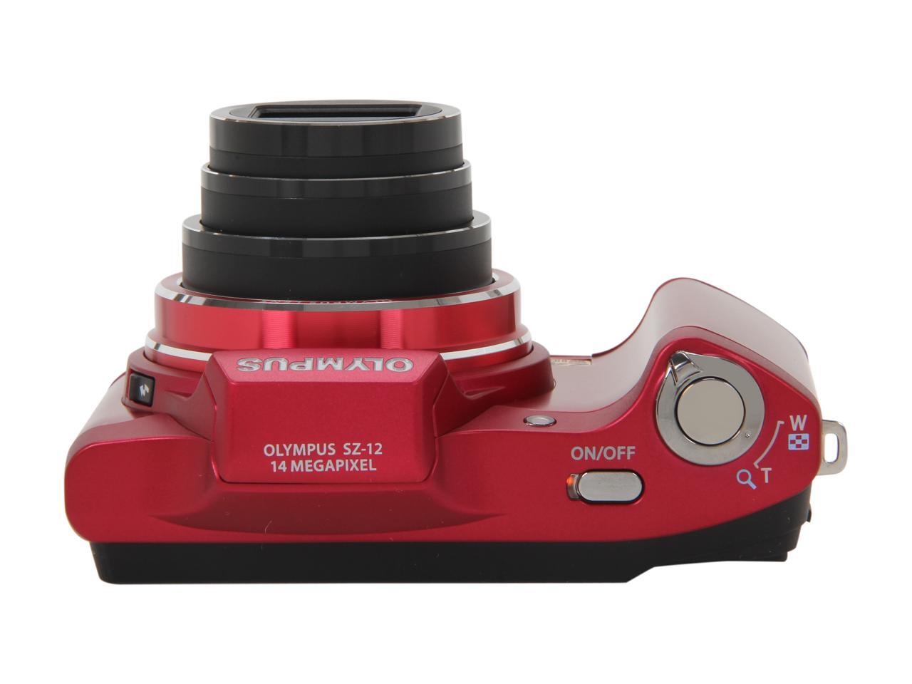 OLYMPUS SZ12 Red 14 MP 25mm Wide Angle Digital Camera HDTV Output