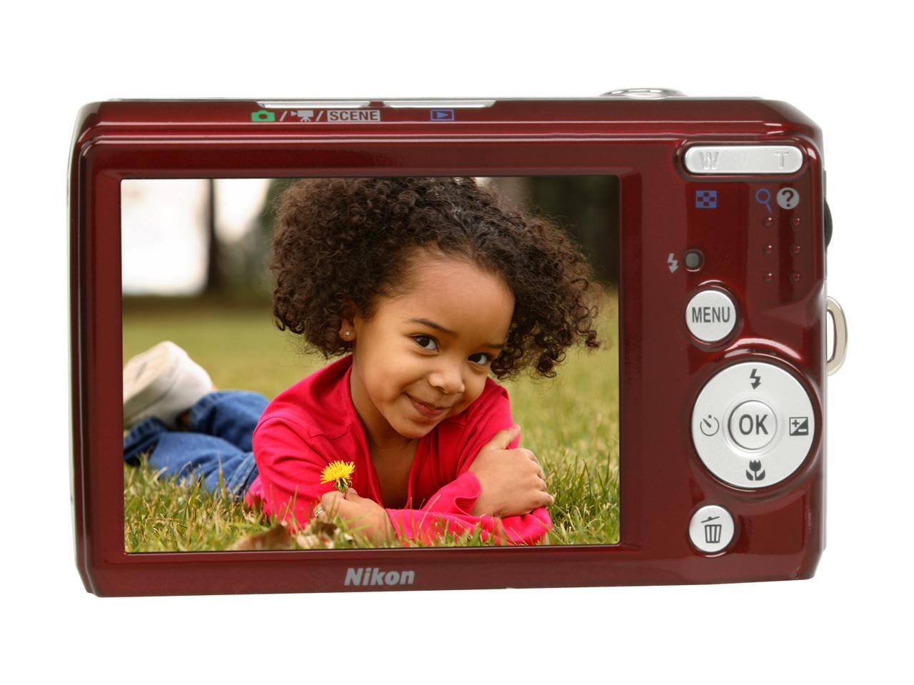 Nikon CoolPix L20 Deep Red 10.0 MP Digital Camera Newegg.ca