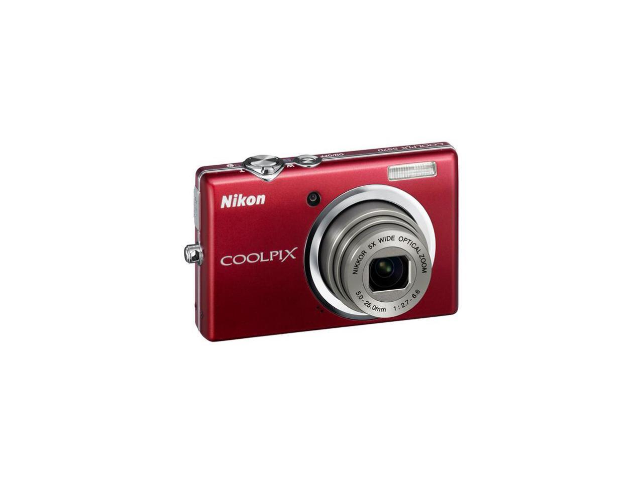 Nikon COOLPIX S570 Red 12.0 MP 28mm Wide Angle Digital Camera