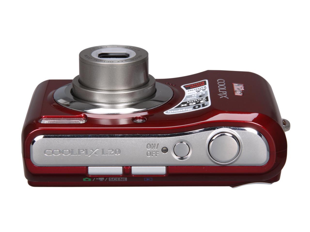 Refurbished Nikon CoolPix L20 Deep Red 10.0 MP Digital Camera