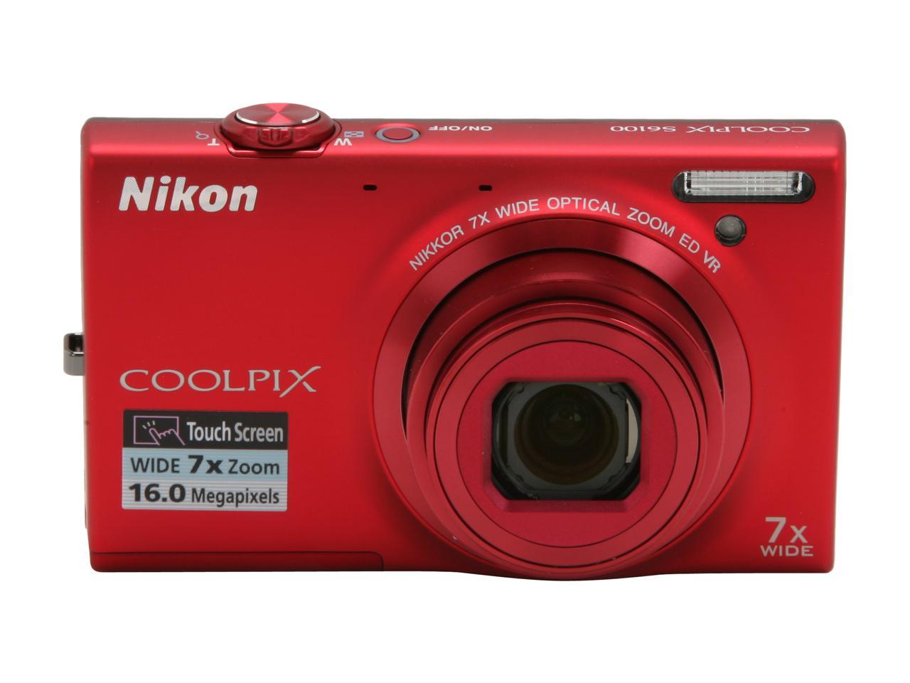 Gebeurt Speels Omleiden Nikon COOLPIX S6100 Red 16.0 MP 28mm Wide Angle Digital Camera - Newegg.com