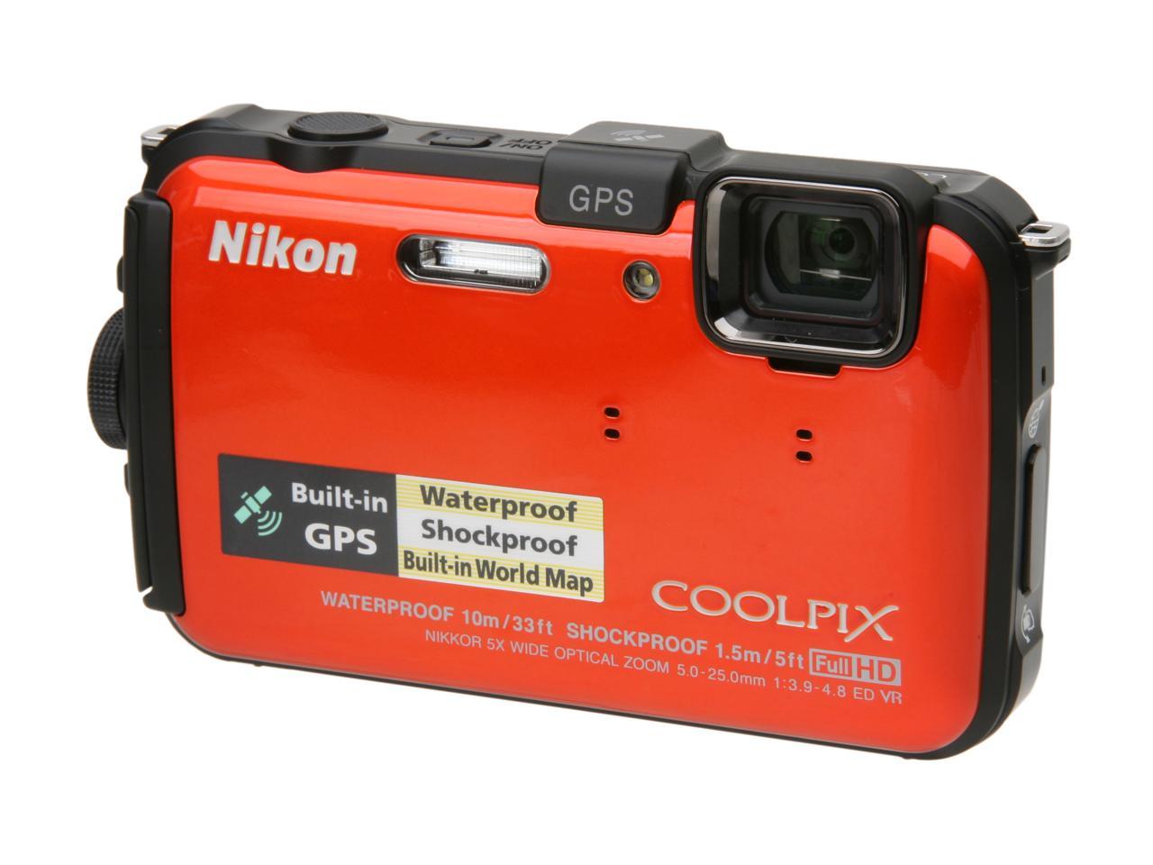 Nikon Coolpix Aw100 26293 Orange 16 Mp 3 0 460k Action Camera