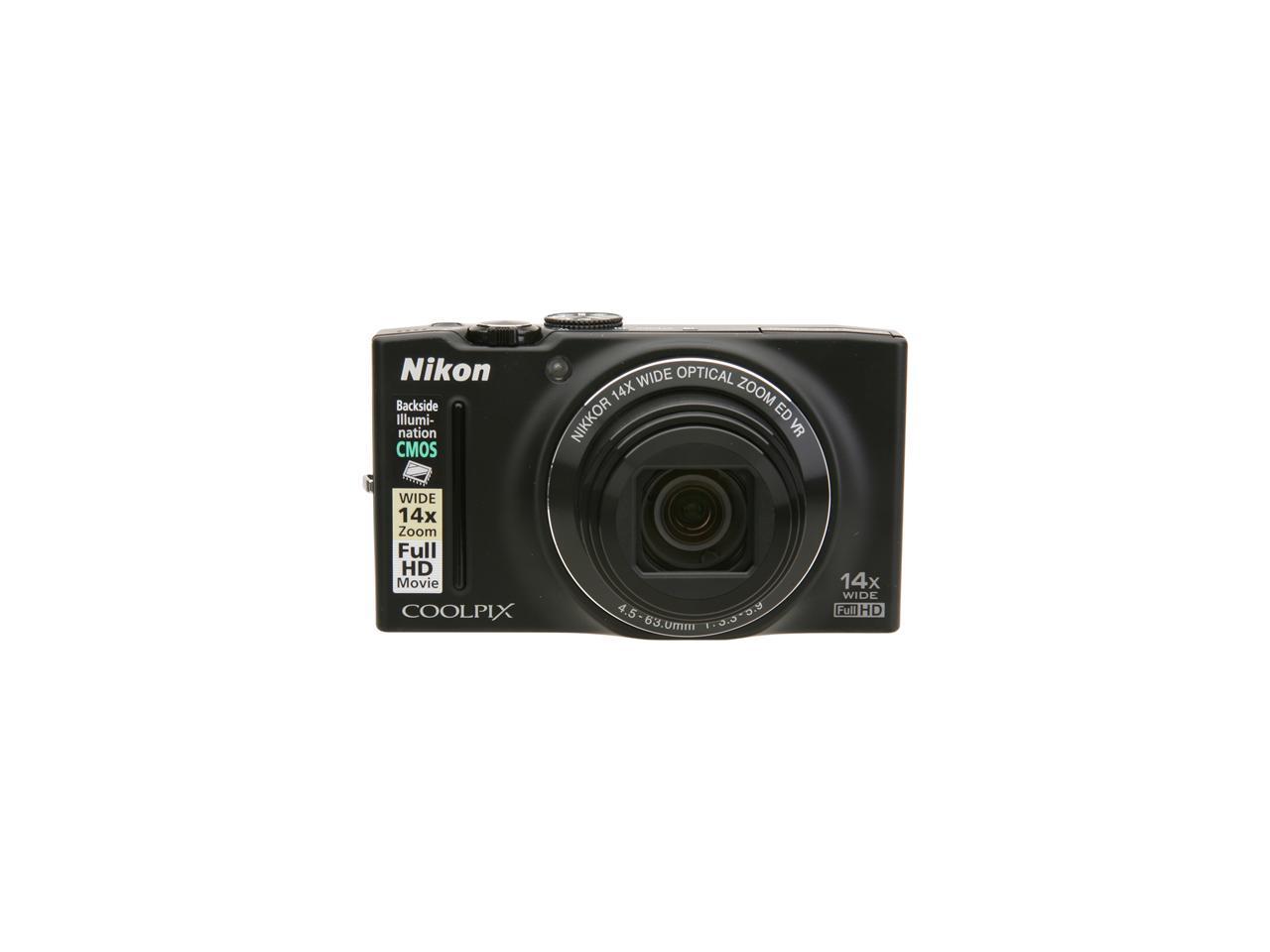 Nikon Coolpix S8200 Black 16.1 MP 25mm Wide Angle Digital Camera