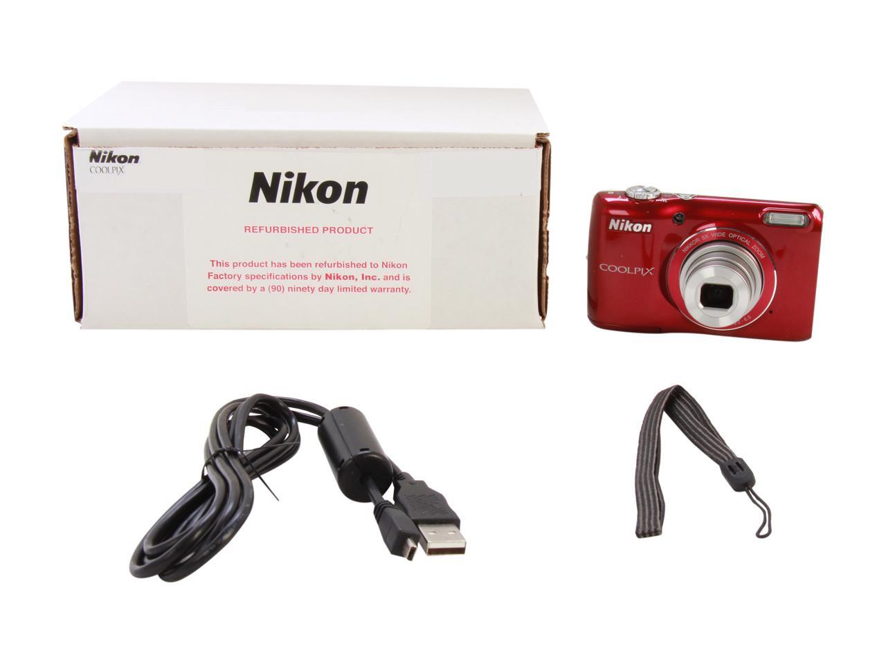 Refurbished Nikon COOLPIX L26 Red 16.1 MP 26mm Wide Angle