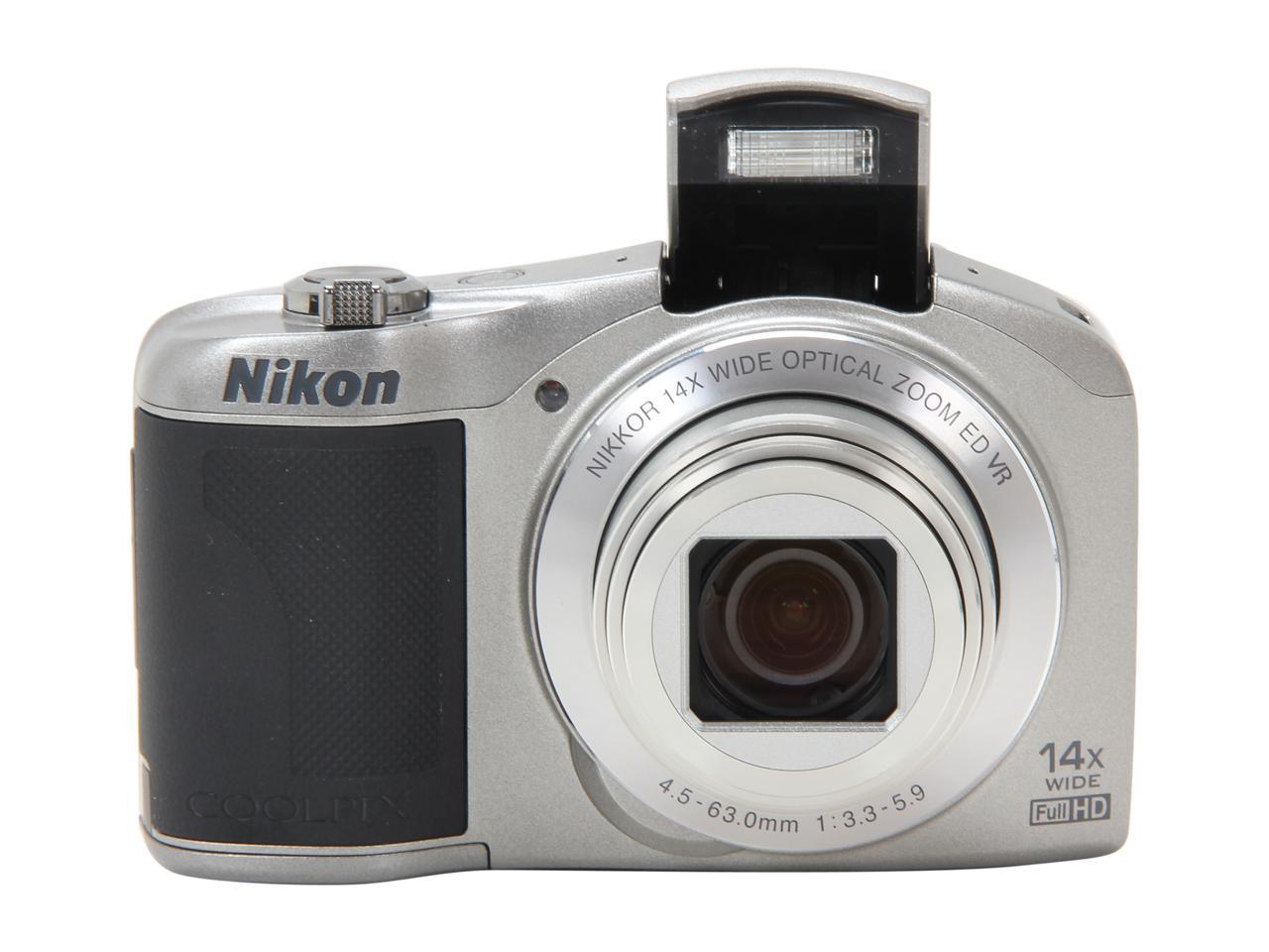 Nikon Coolpix L610 Silver 16.0 MP 25mm Wide Angle Digital Camera HDTV