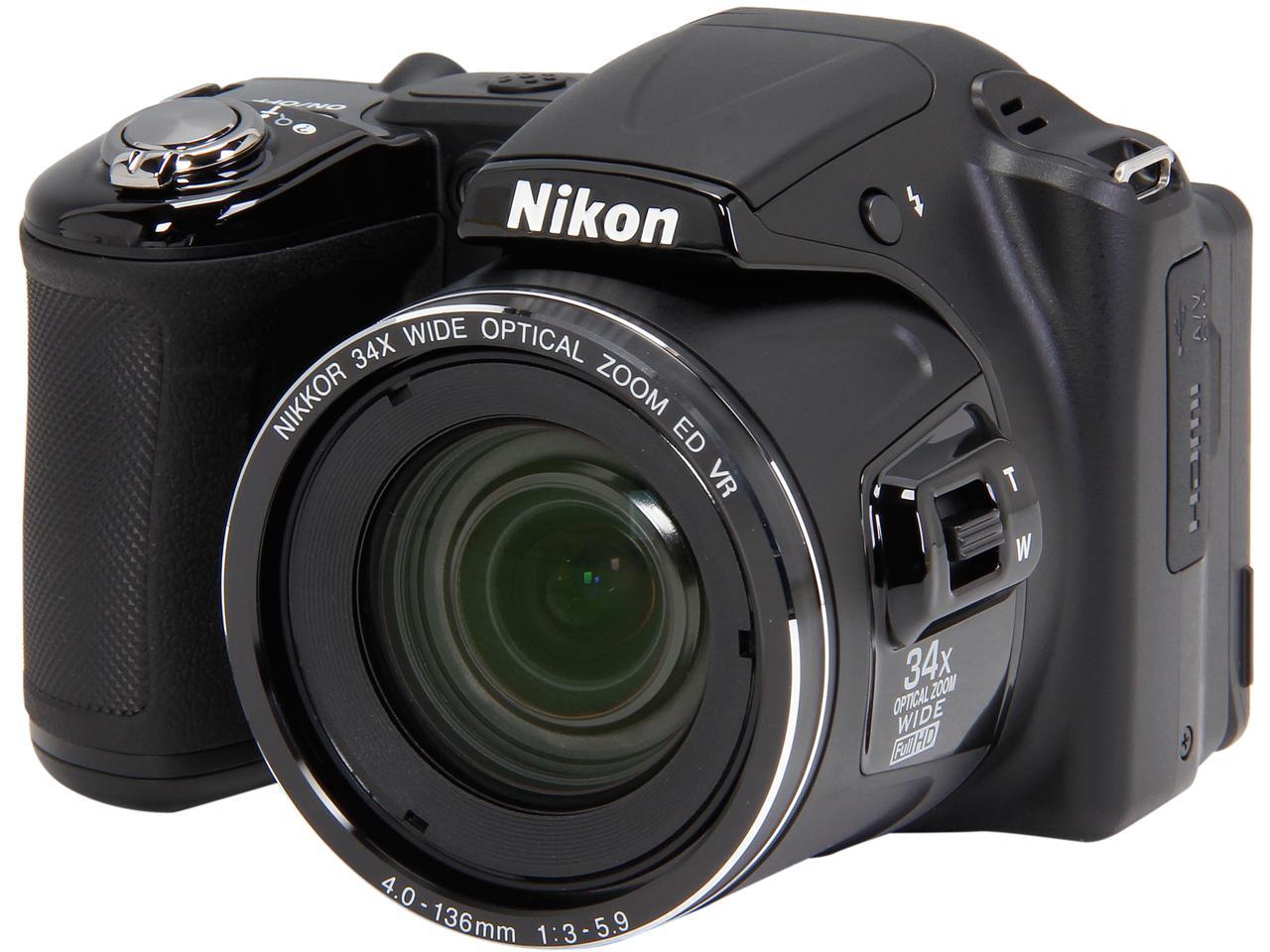 Black Nikon COOLPIX L830 16 MP CMOS Digital Camera with 34x Zoom NIKKOR Lens and Full 1080p HD Video 