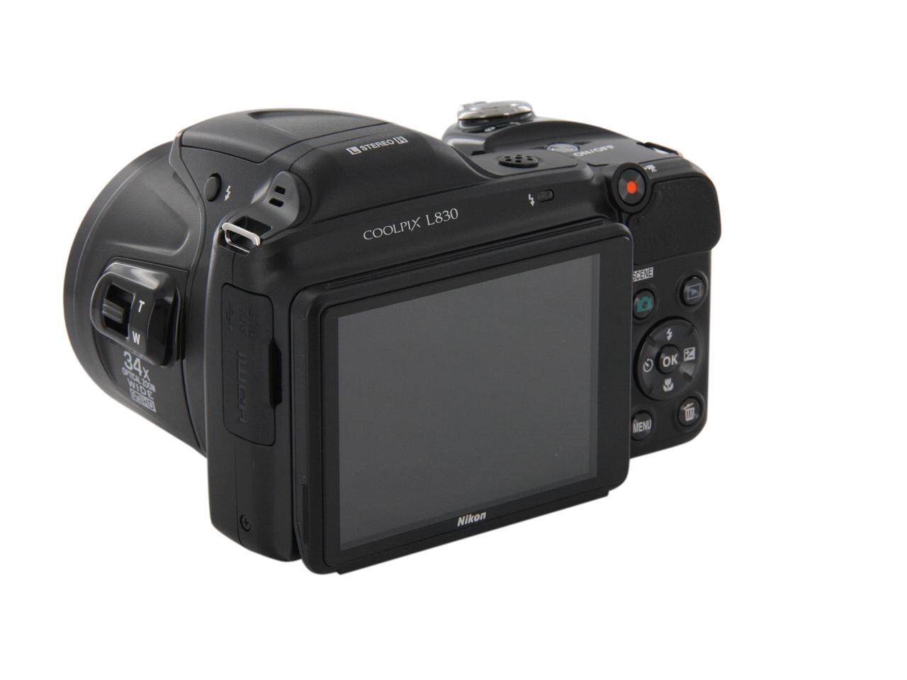 specification Stop by Mainstream Nikon COOLPIX L830 Black 16 MP Wide Angle Digital Camera HDTV Output -  Newegg.com
