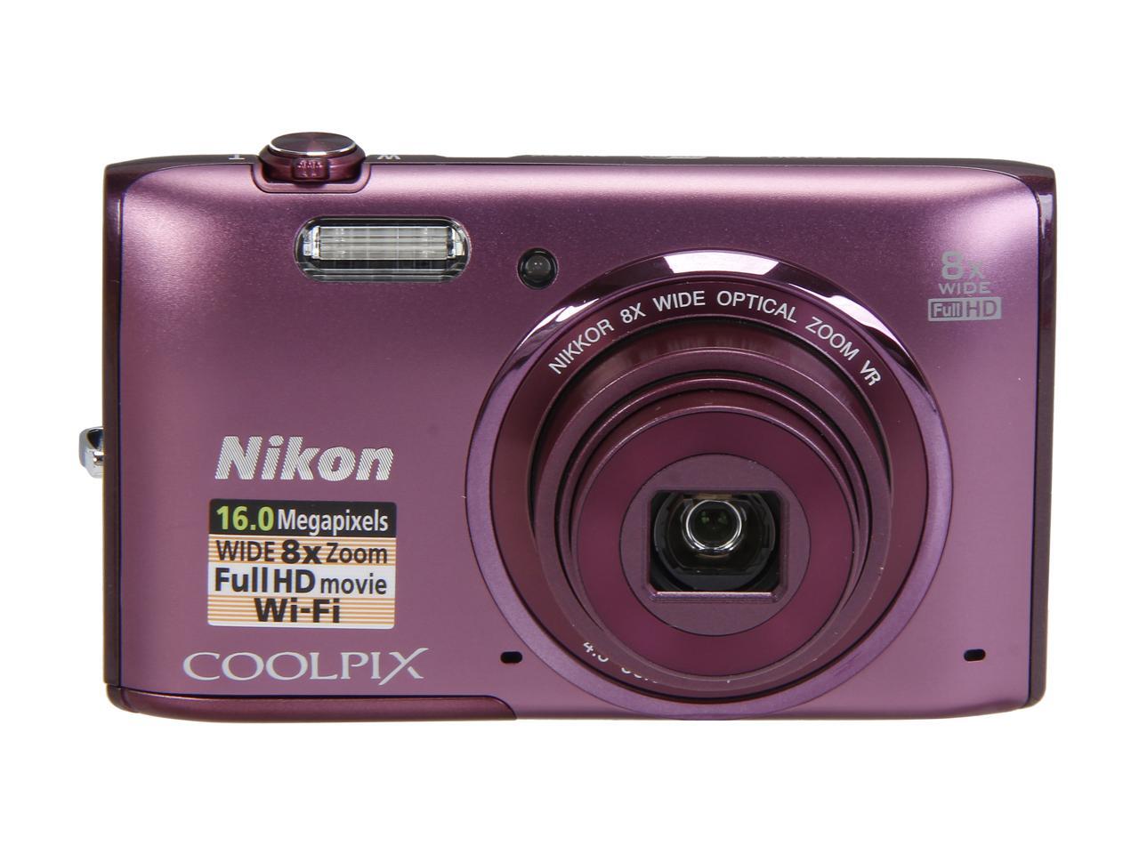 Nikon COOLPIX S5300 Plum 16 MP 26mm Wide Angle Digital Camera HDTV