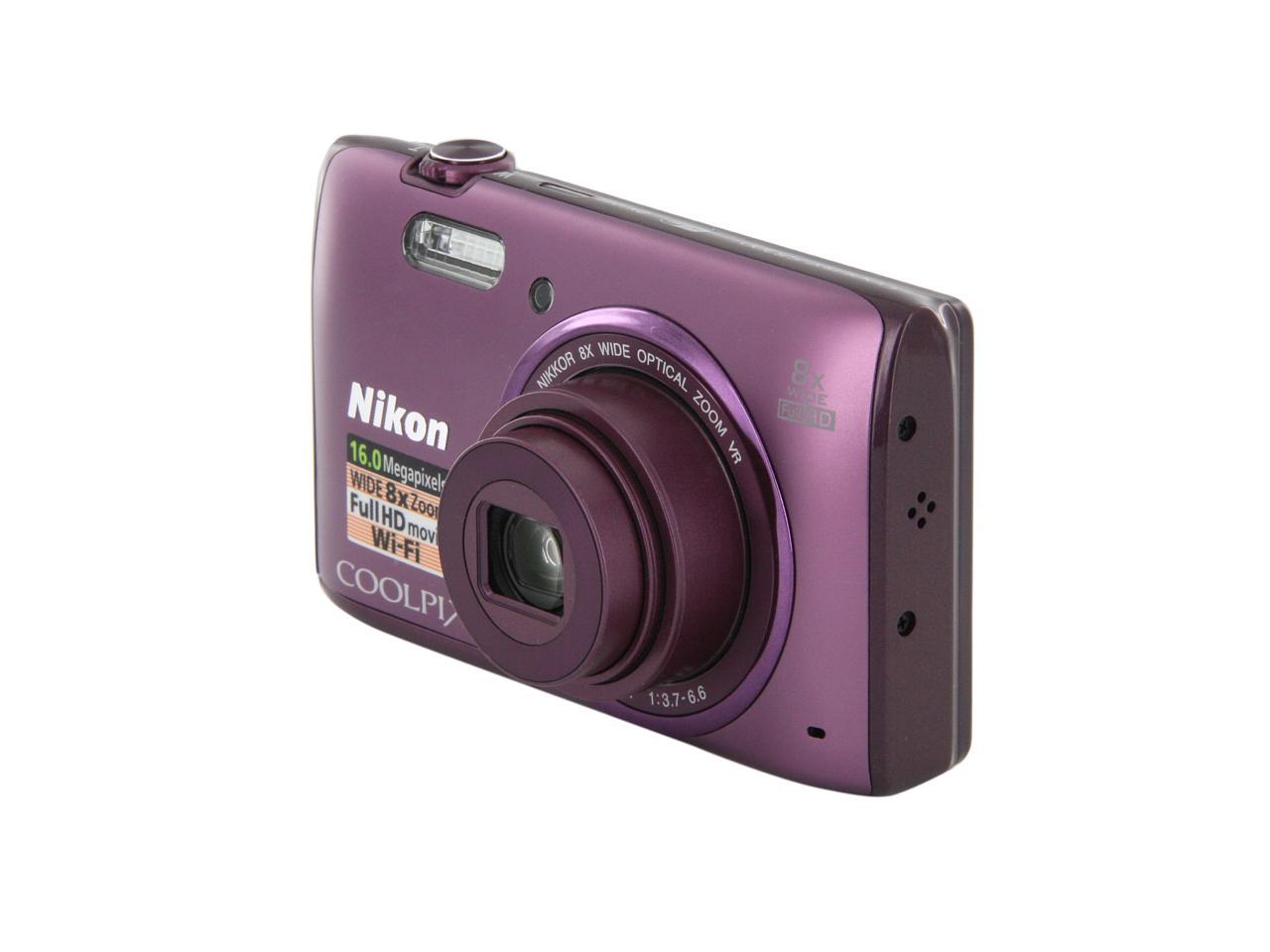 Nikon COOLPIX S5300 Plum 16 MP 26mm Wide Angle Digital Camera HDTV ...