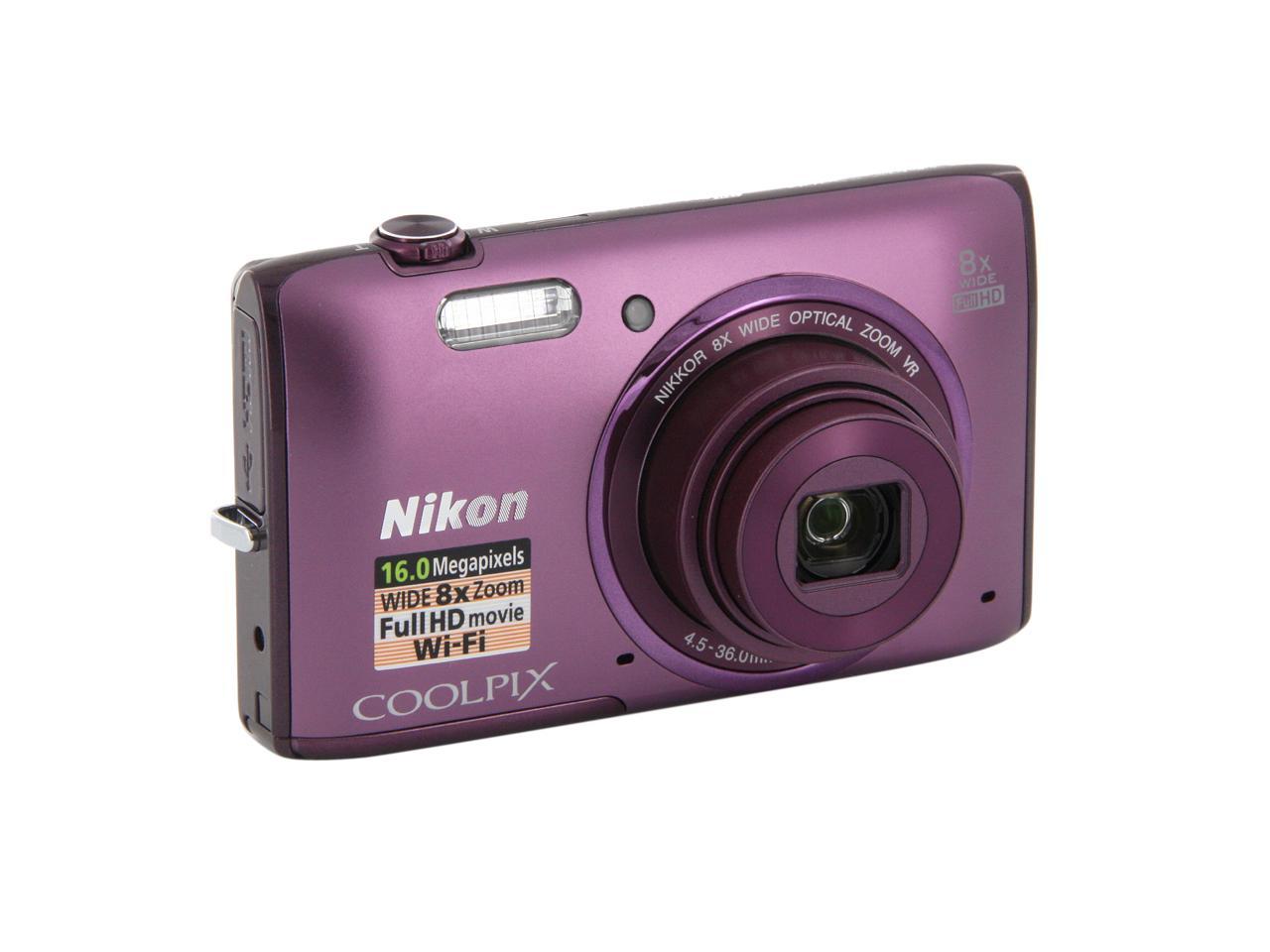 Nikon COOLPIX S5300 Plum 16 MP 26mm Wide Angle Digital Camera HDTV ...