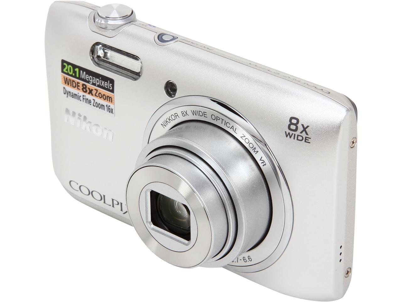 Nikon COOLPIX S3600 Silver 20.1 MP 25mm Wide Angle Digital 