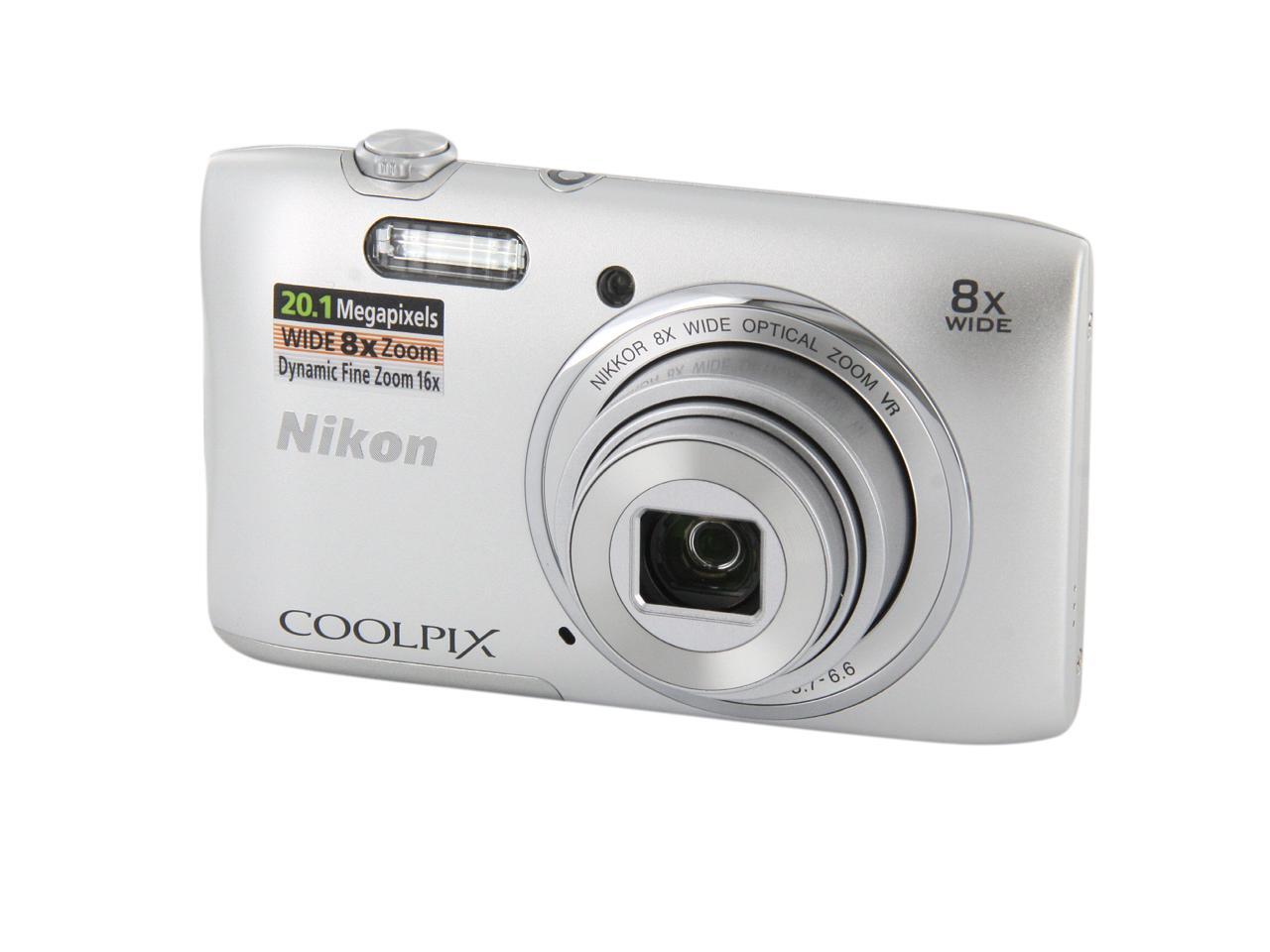 Nikon COOLPIX S3600 Silver 20.1 MP 25mm Wide Angle Digital Camera