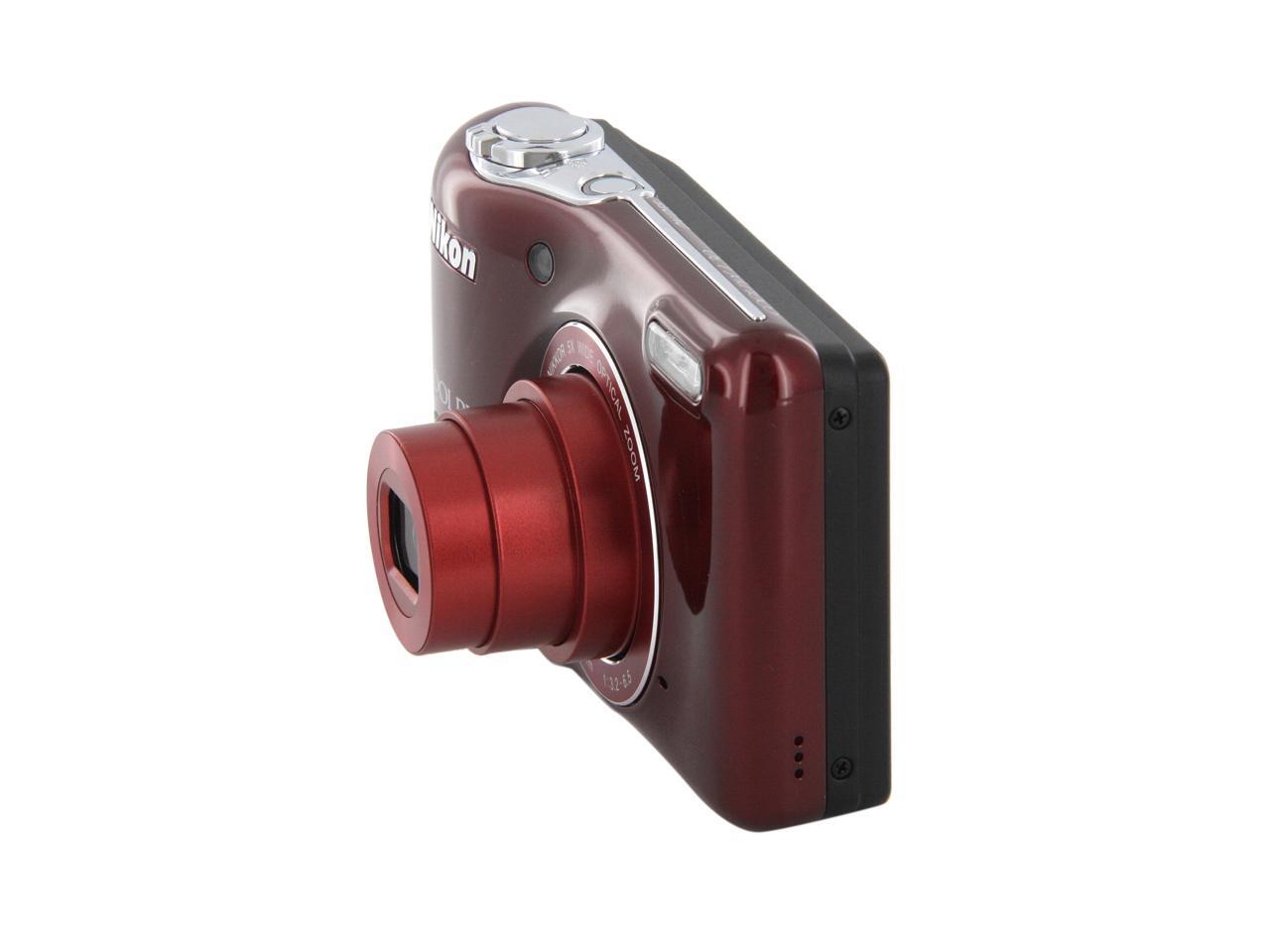 Nikon COOLPIX L30 Red 20.1 MP 26mm Wide Angle Digital Camera