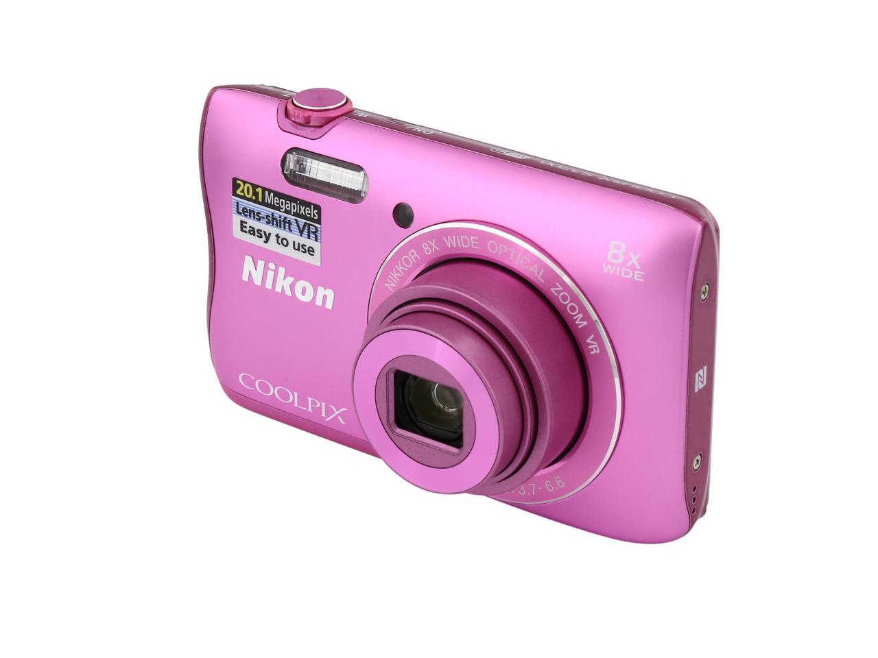 Nikon COOLPIX S3700 Pink 20.1 MP 25mm Wide Angle Digital Camera 
