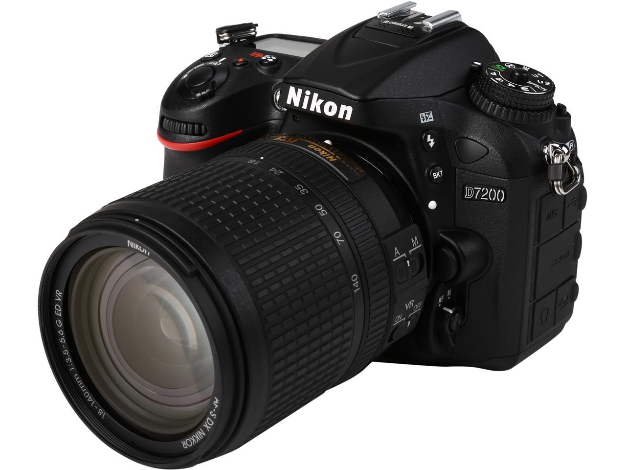 Nikon D7200 1555 Black 24.2 MP Digital SLR Camera With 18-140mm VR Lens ...