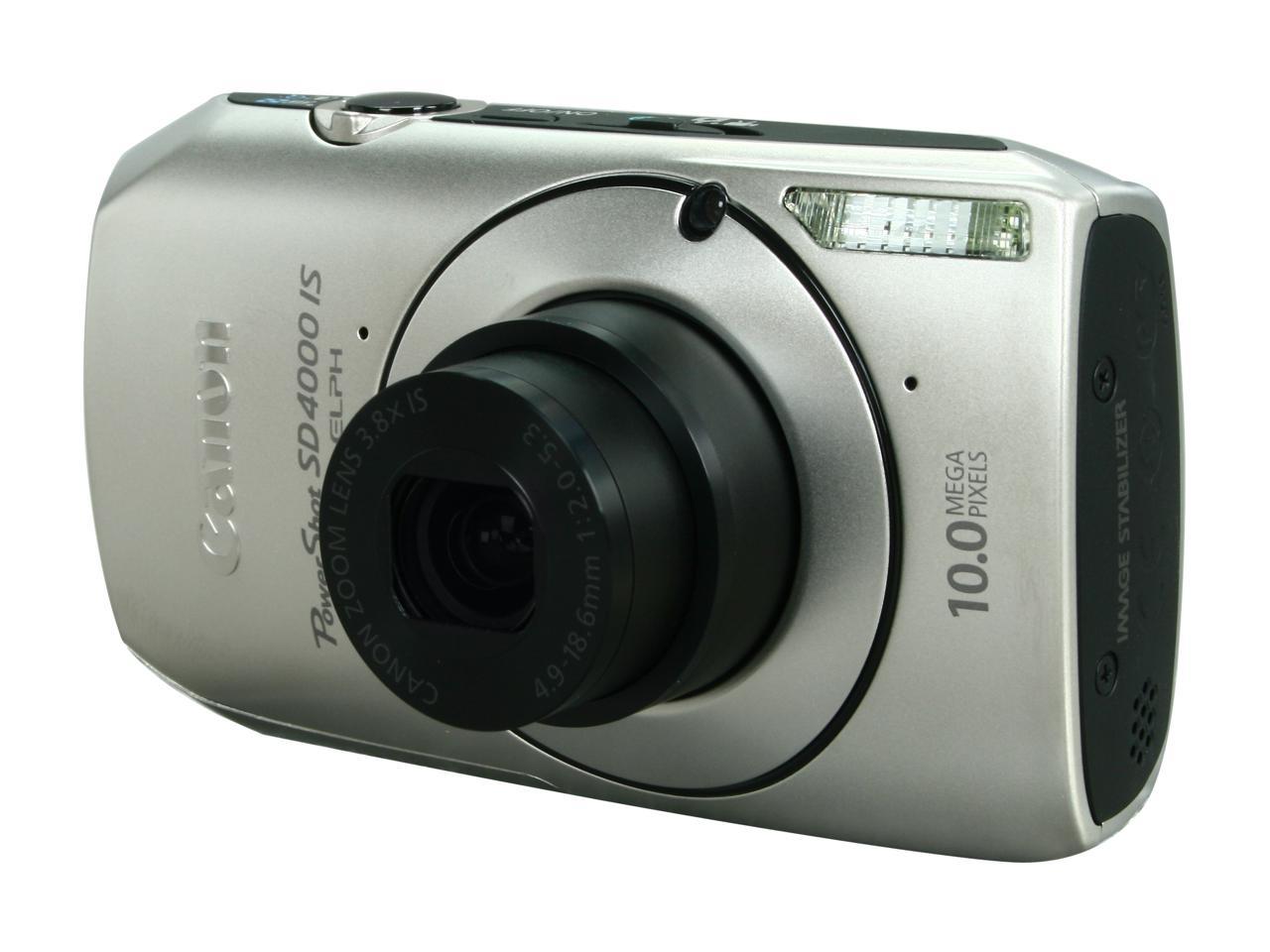 Canon PowerShot SD4000 IS Silver 10 MP Digital Camera - Newegg.com