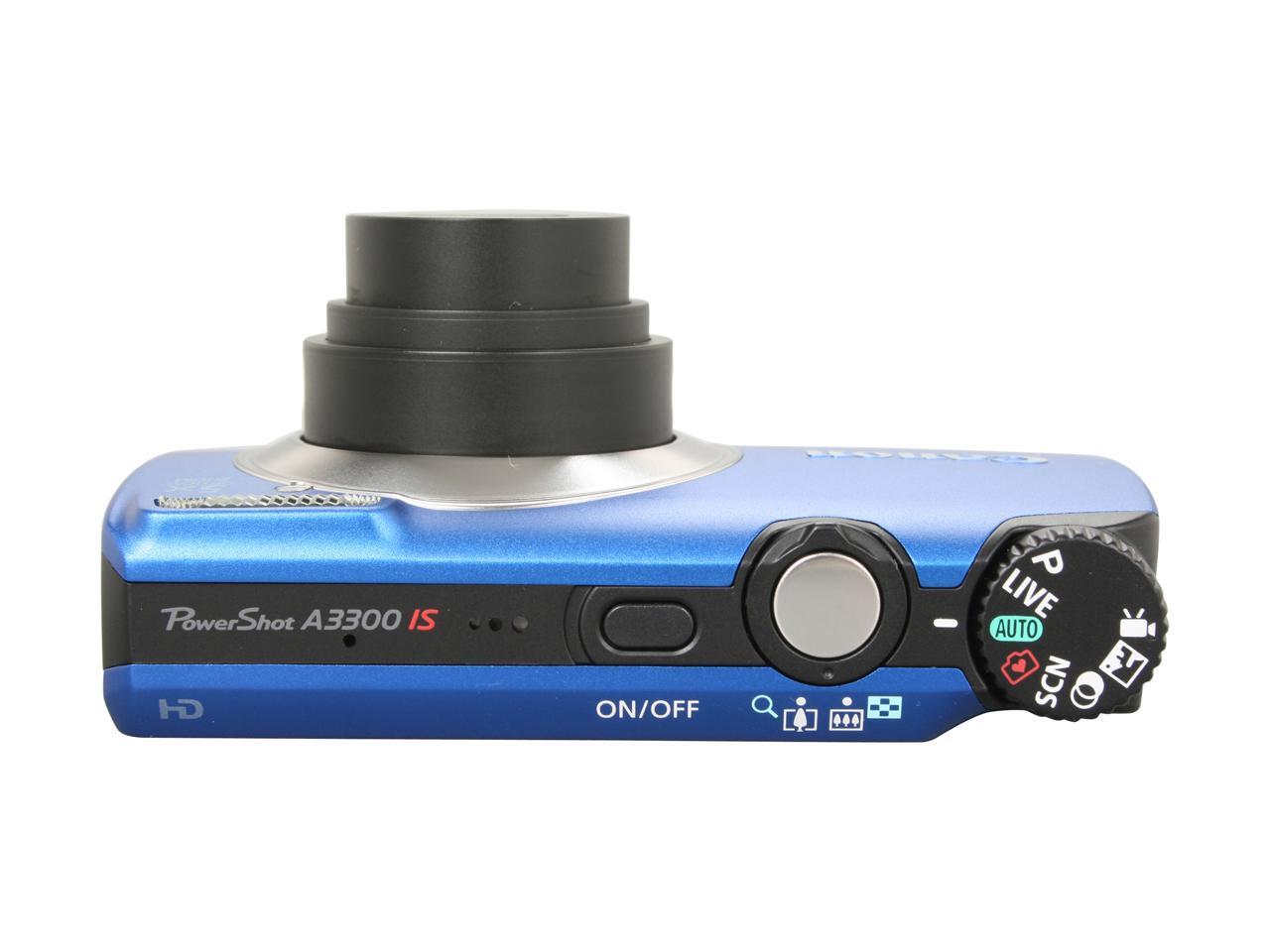 Canon A3300 IS Blue 16.0 MP 28mm Wide Angle Digital Camera