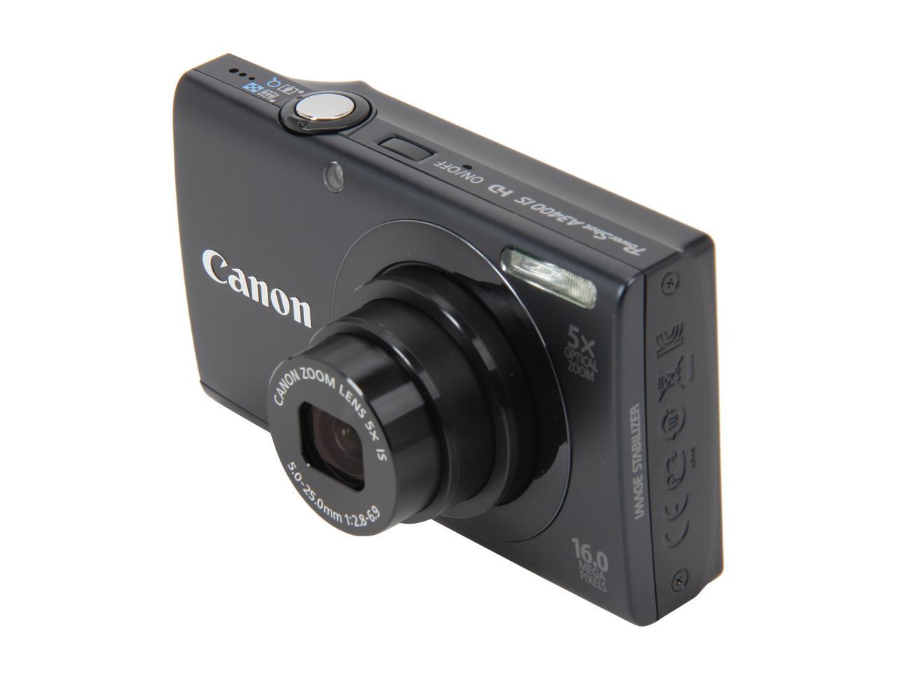 Canon PowerShot A3400 IS Black 16 MP 28mm Wide Angle Digital Camera