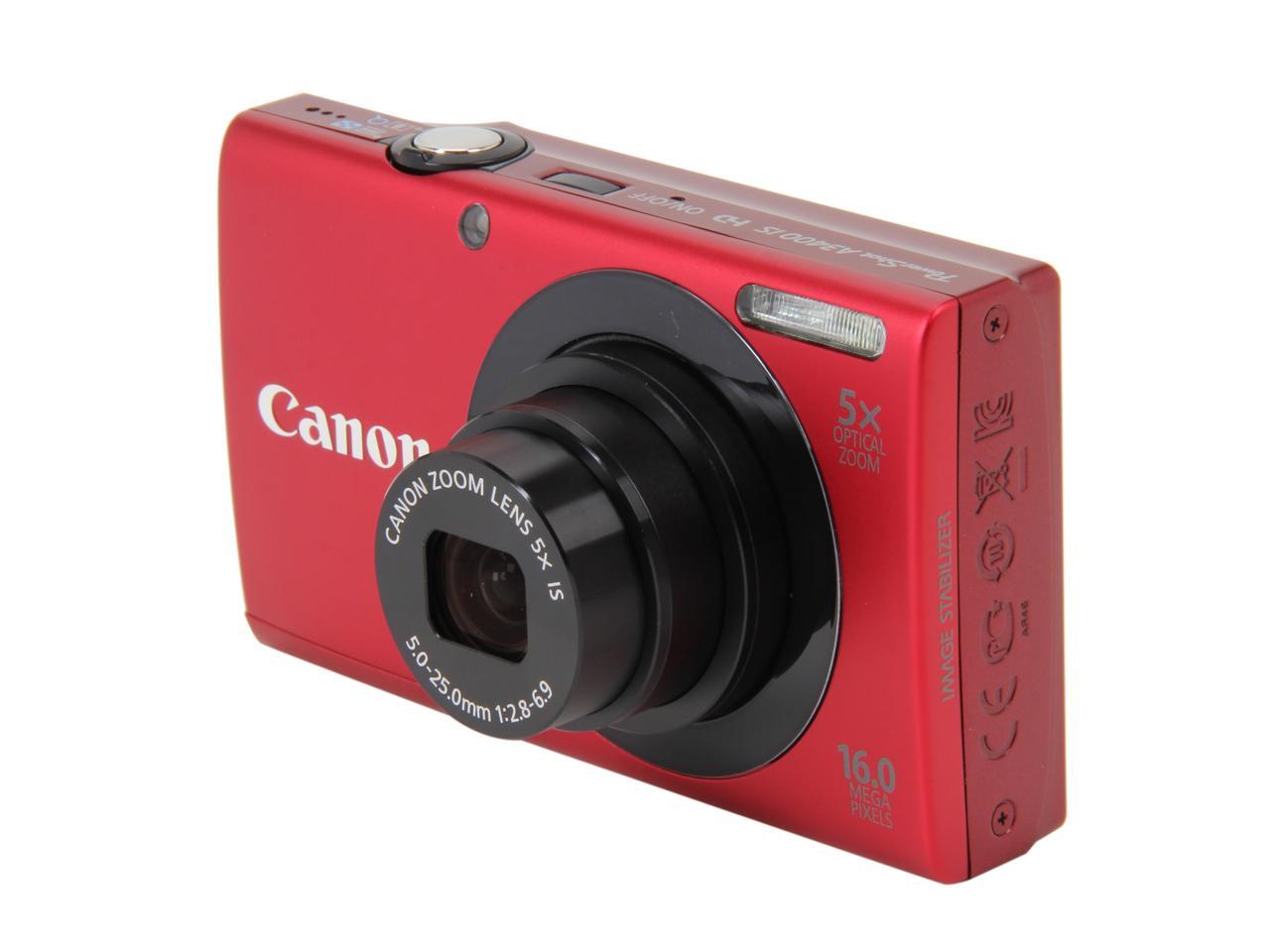 Canon PowerShot A3400 IS Red 16 MP 28mm Wide Angle Digital Camera