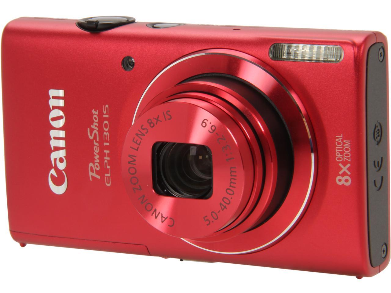 Canon PowerShot ELPH 130 IS Red 16.0 MP 28mm Wide Angle Digital 