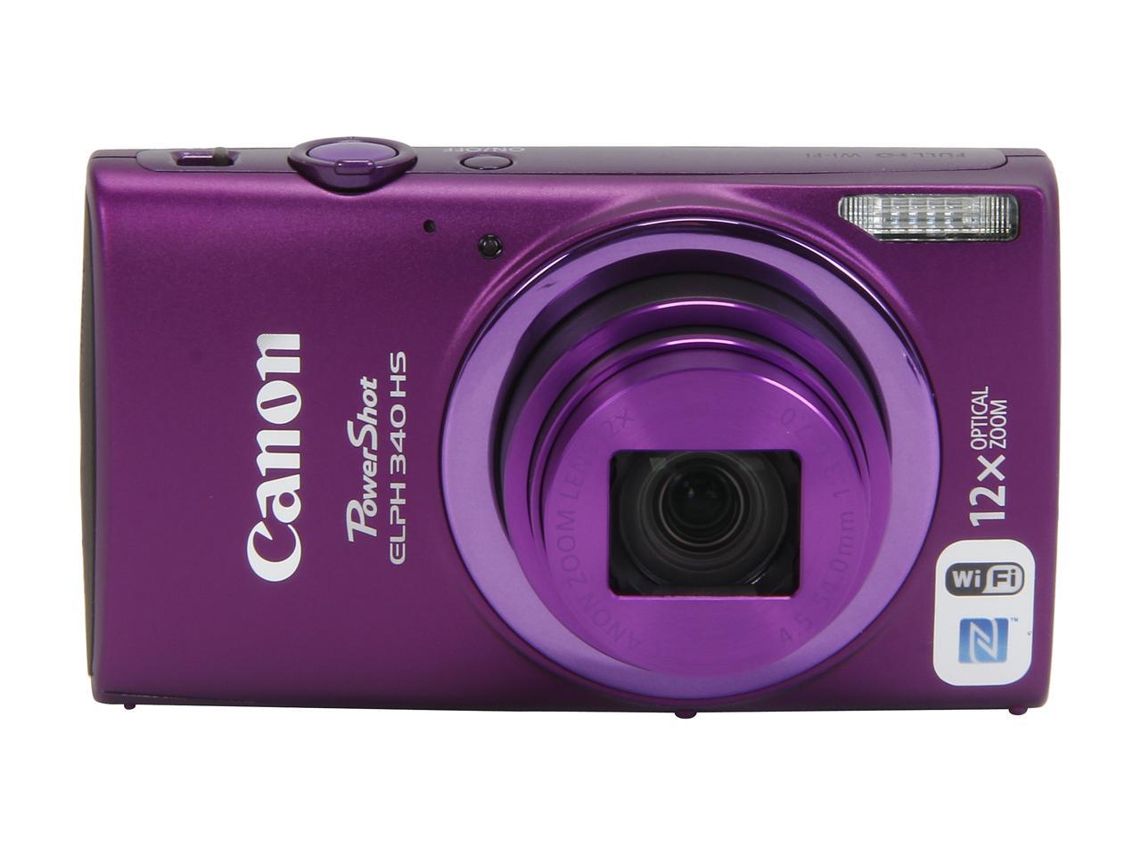 Canon PowerShot ELPH 340 HS Purple 16 MP 25mm Wide Angle Digital Camera ...