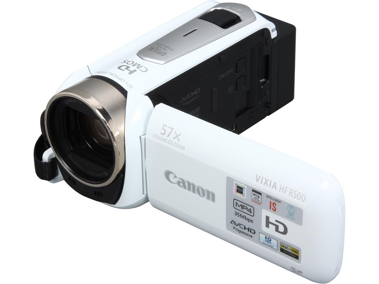 Canon VIXIA HF R500 9176B002 White Full HD HDD/Flash Memory Camcorder