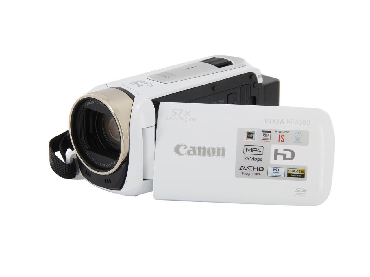 Canon VIXIA HF R500 9176B002 White Full HD HDD/Flash Memory Camcorder