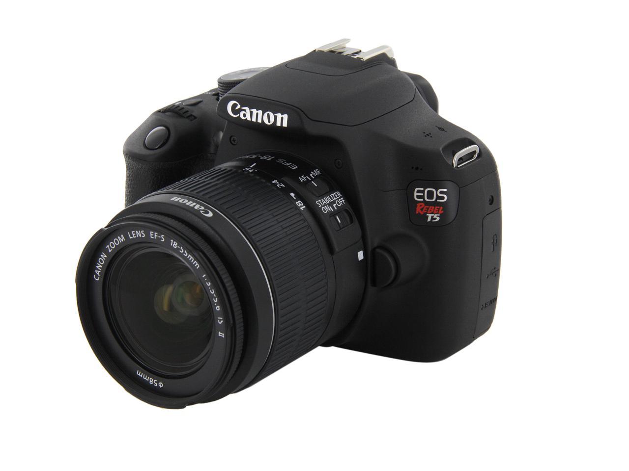 Canon Rebel T5 9126B003 Black Digital SLR Camera w/ EF-S 18-55mm IS II ...