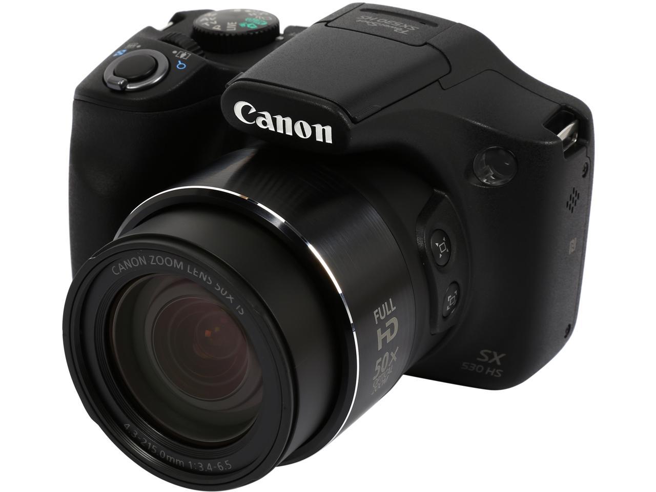 Canon SX530 HS Black 16 MP 50X Optical Zoom Wide Angle High-End, Advanced Digital Camera 