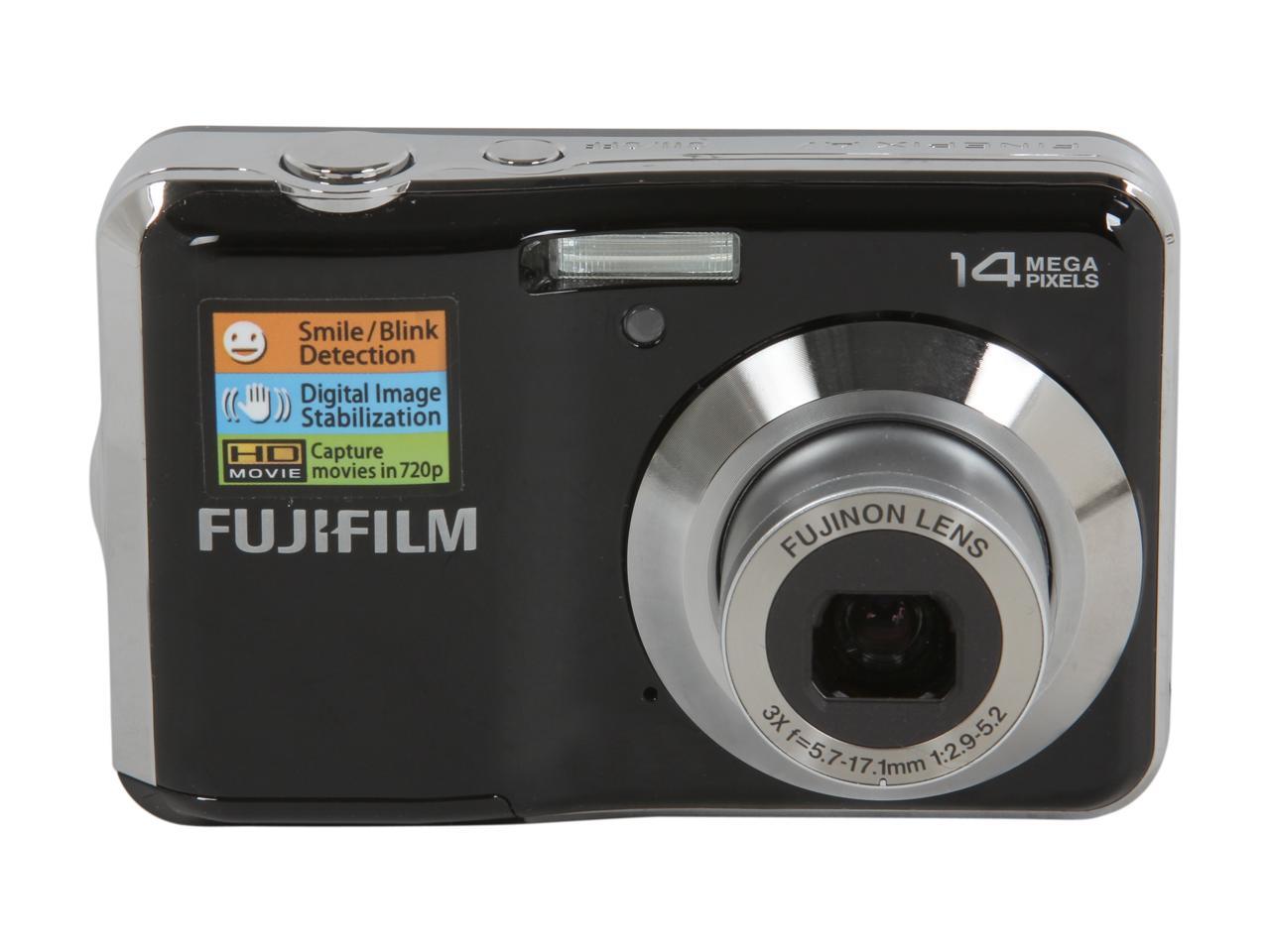 Refurbished: FUJIFILM AV200 Black 14 MP Wide Angle Digital Camera ...