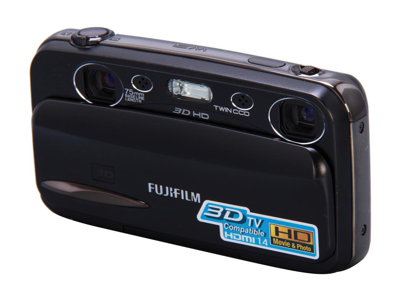 Refurbished: FUJIFILM FinePix 3D W3 Black 10 MP Digital Camera HDTV ...