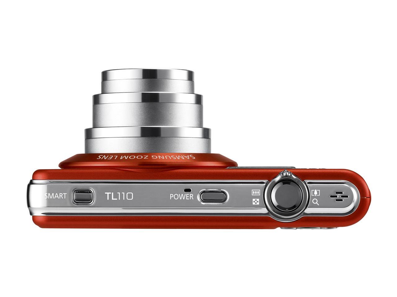 SAMSUNG TL110 Tomato Orange 14.2 MP 27mm Wide Angle Digital Camera HDTV
