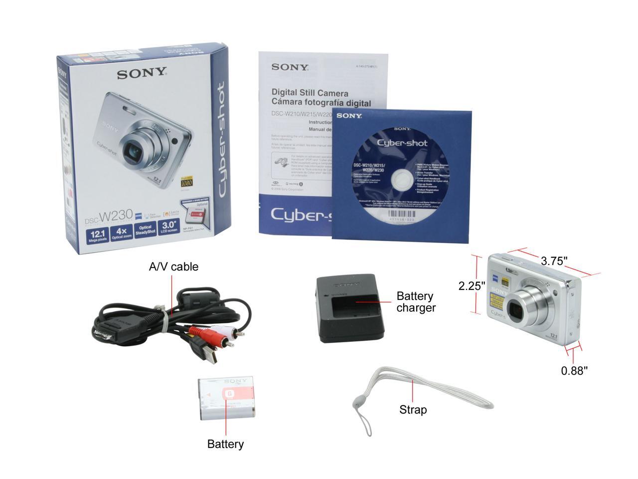 SONY Cybershot DSCW230 Silver 12.1 MP Digital Camera