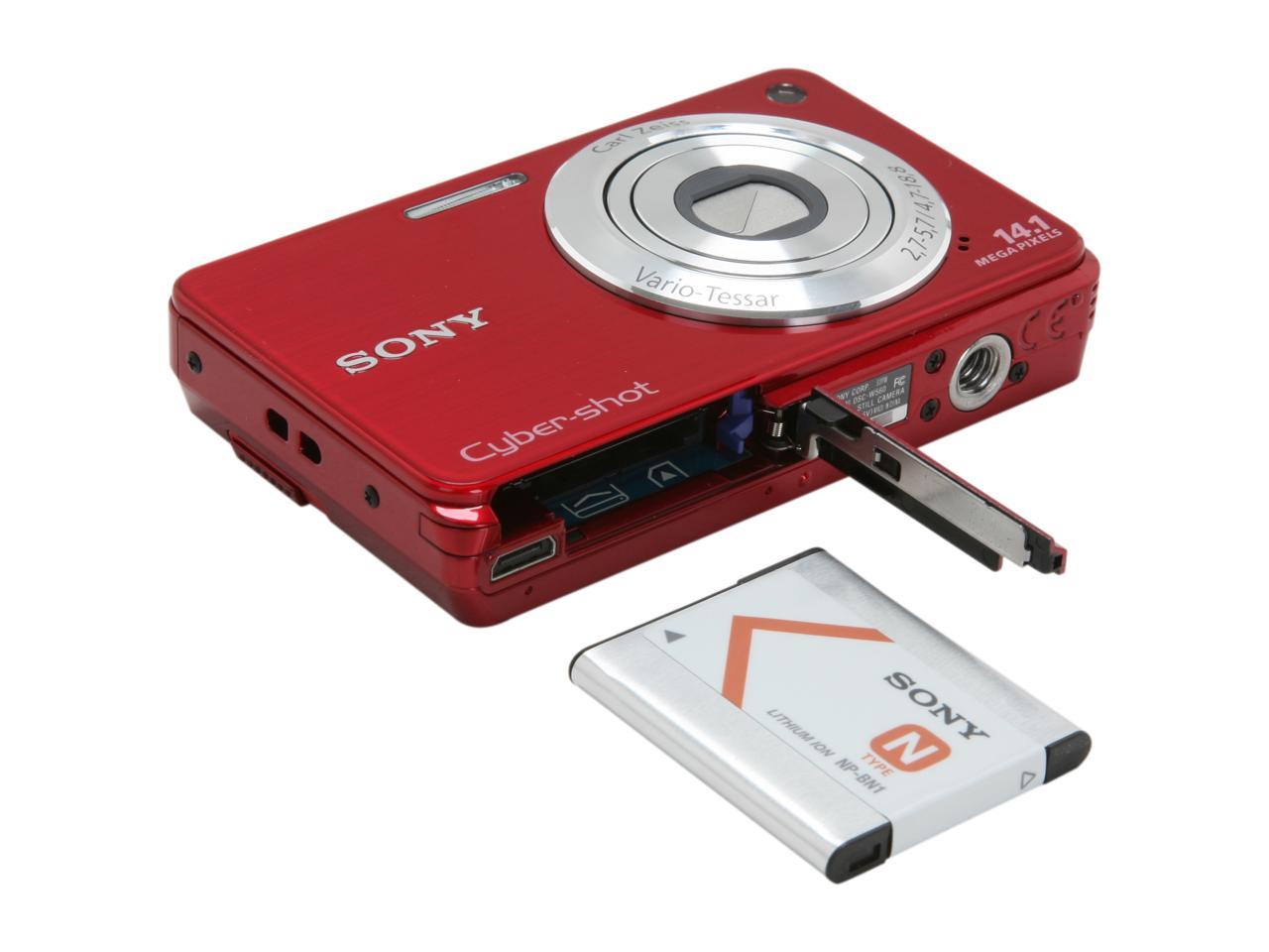 SONY DSCW560/RC Red 14.1 MP 26mm Wide Angle Digital Camera