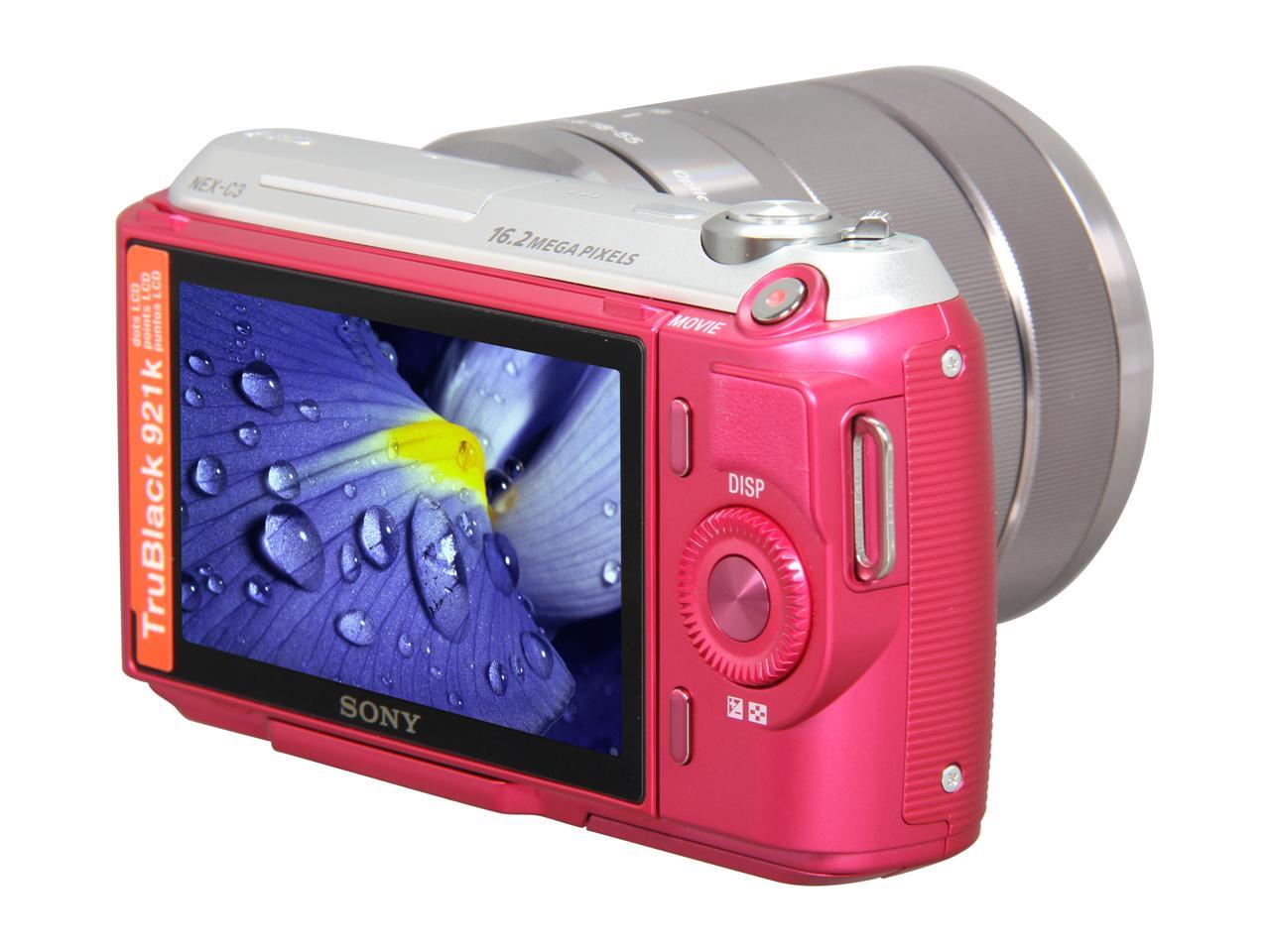 Sony Nex C3k P Pink A Nex C3 Digital Camera W 18 55mm Lens Newegg Com
