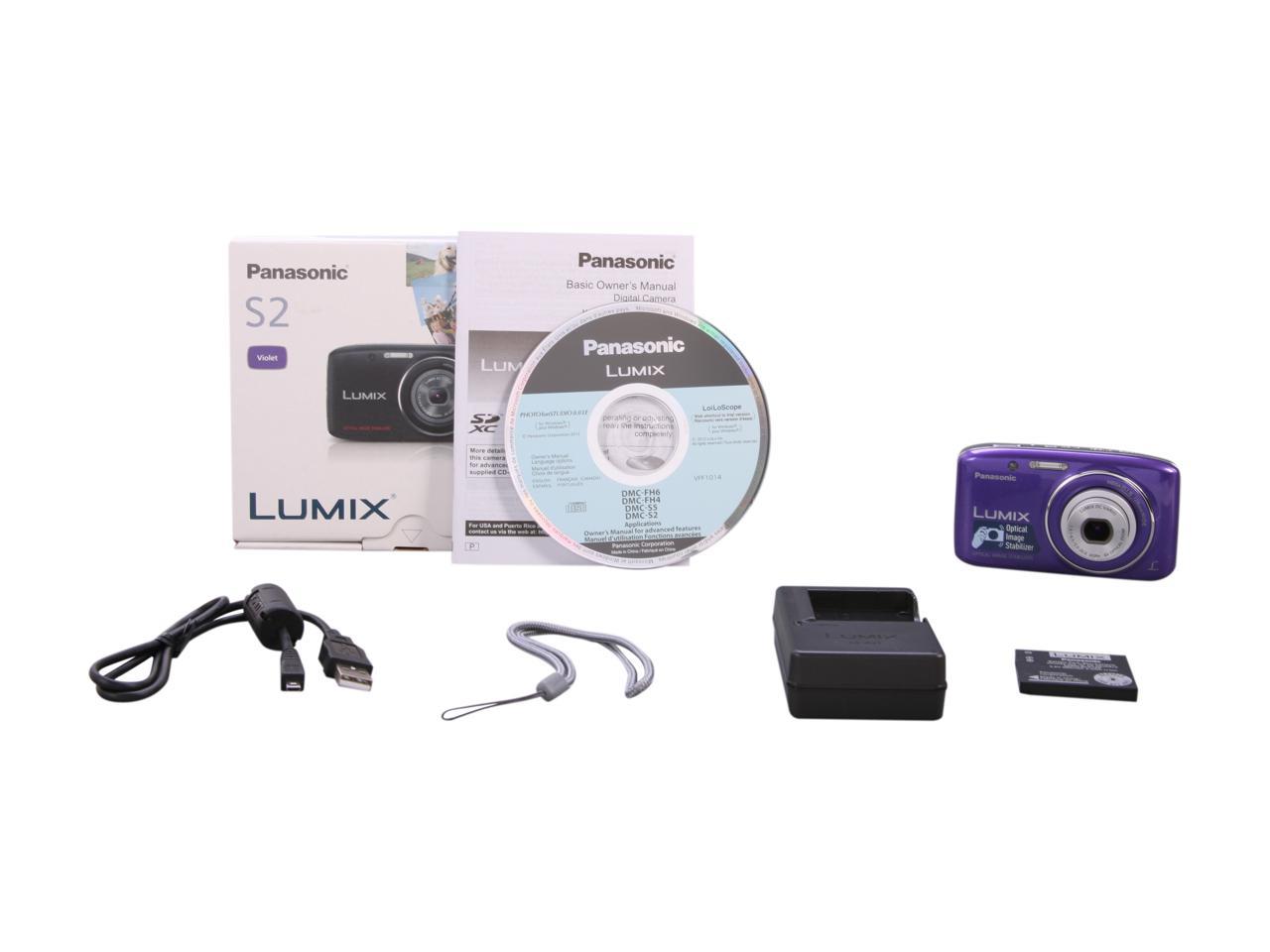 Panasonic Lumix Dmc-s2 Violet 14.1 Mp 28mm Wide Angle Digital Camera 