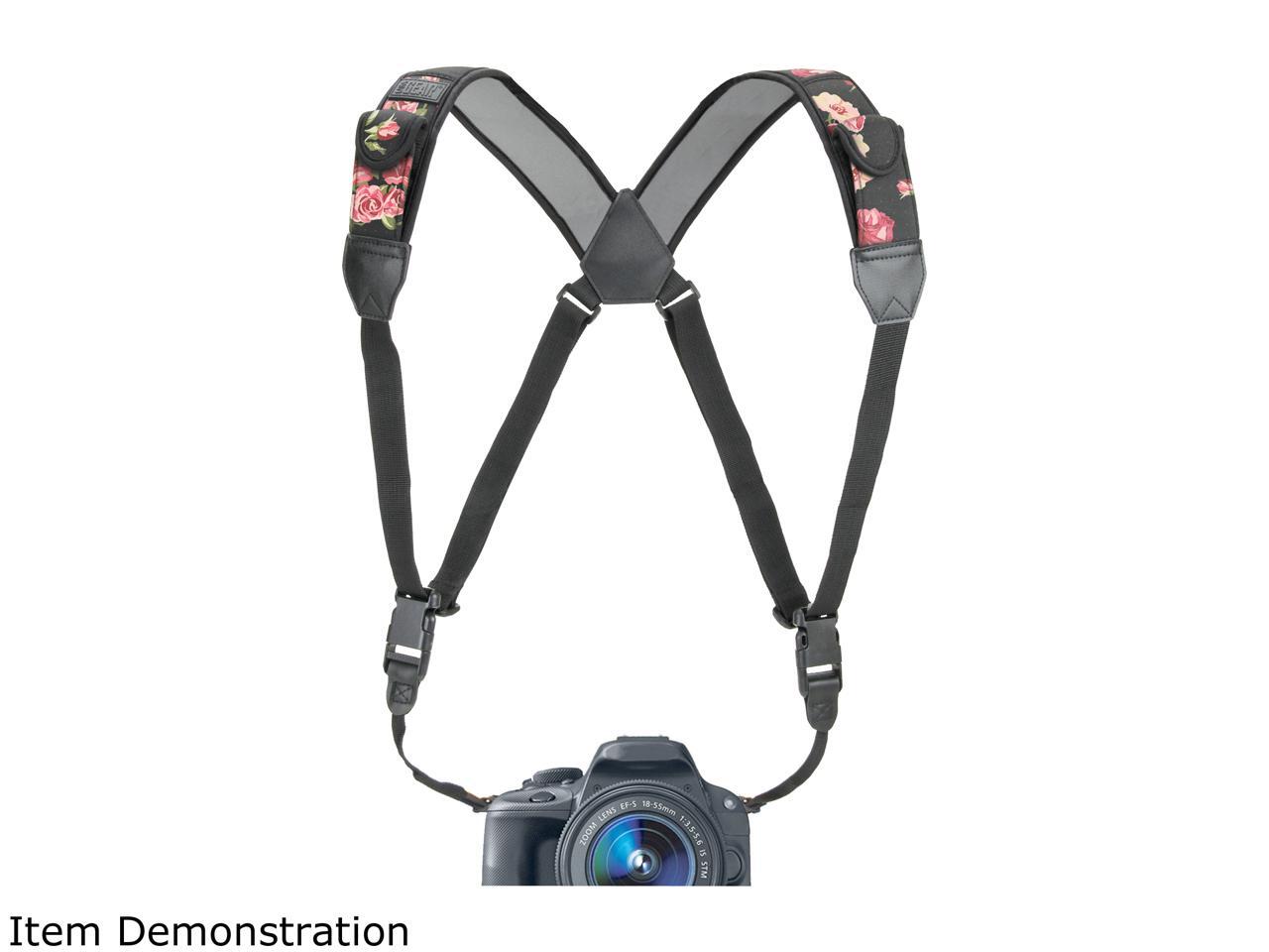 Camera Strap Chest Harness with Floral Neoprene and Accessory Pockets by USA GEAR Works with