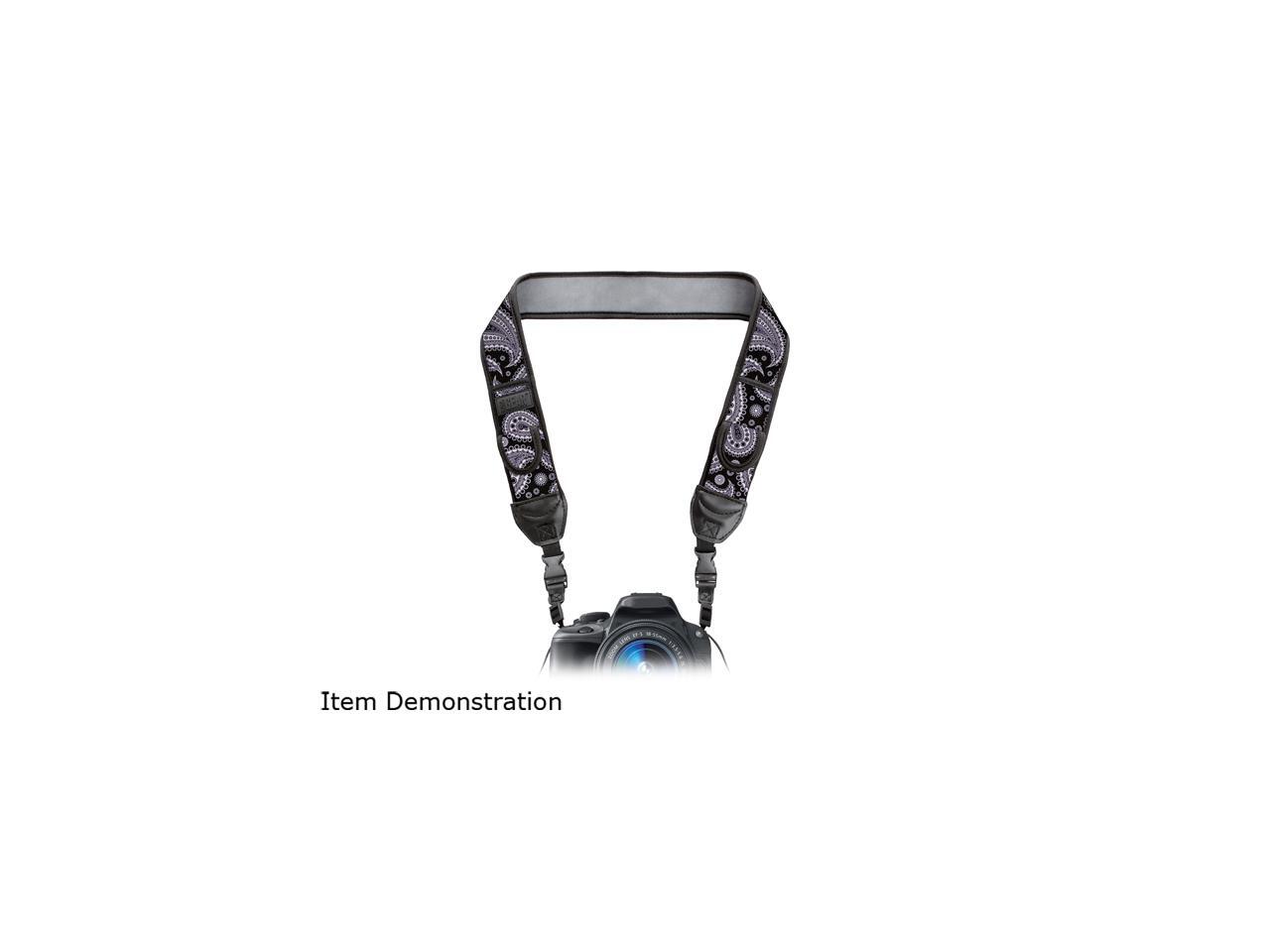 TrueSHOT Camera Strap with Black Paisley Neoprene Design, Accessory Pockets and Quick Release