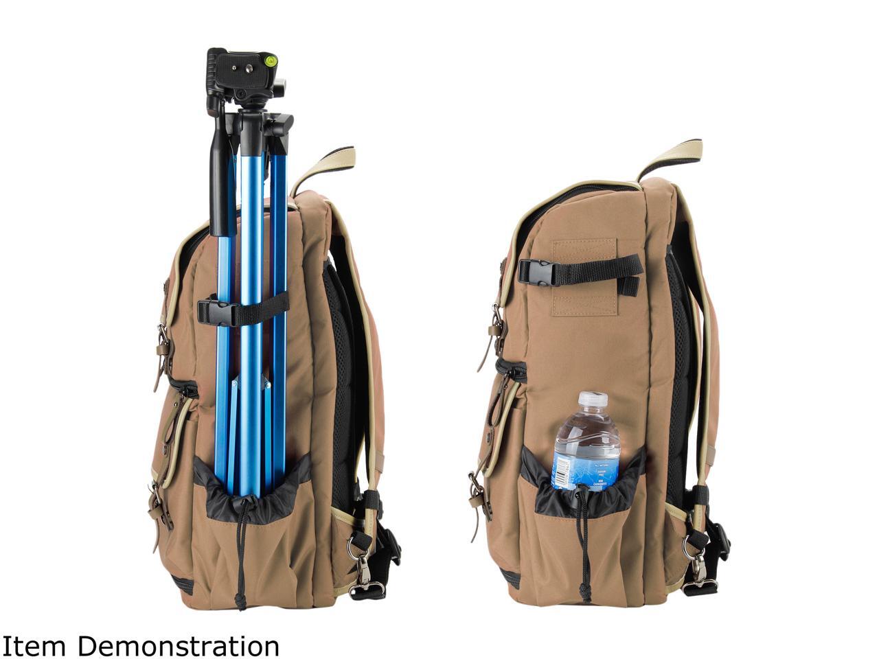 GOgroove Fullsize DSLR Camera Backpack Case (Tan) for Photography and