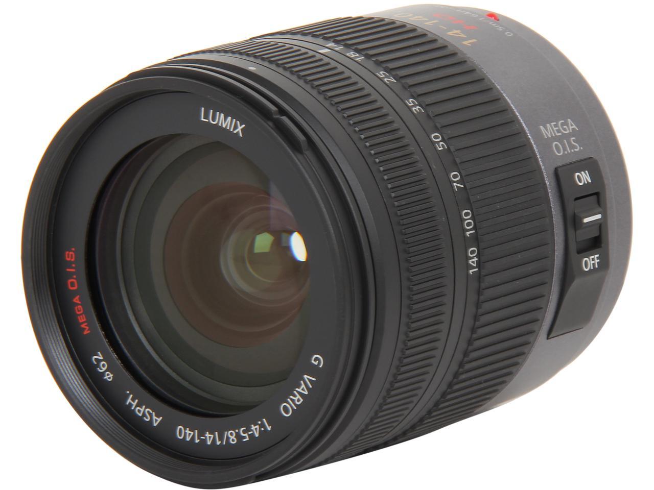 Panasonic H Vs Compact Ilc Lenses Lumix G Vario Hd 14 140mm F4 0 5 8 Asph Mega O I S Lens Black Newegg Com