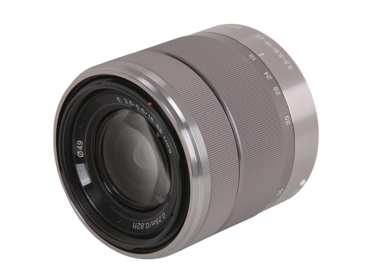 Sony Sel1855 Interchangeable Alpha E Mount 18 55mm F3 5 5 6 Oss Zoom Lens Silver Newegg Com
