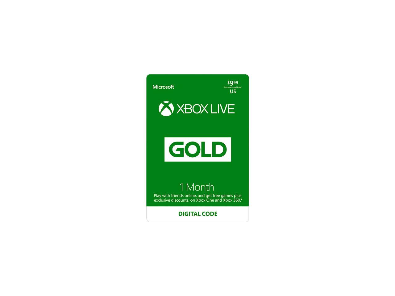 xbox live gold digital code 1 month