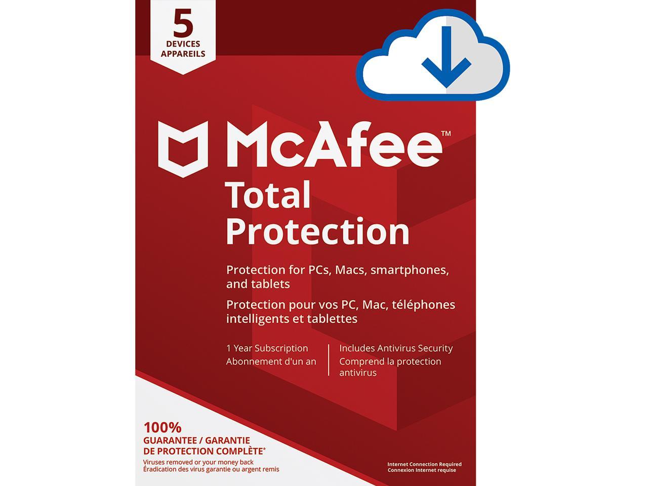 mcafee total protection 5 devices 1 year