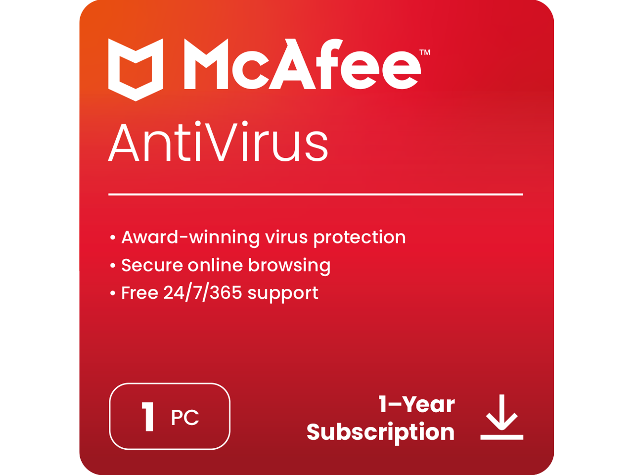 McAfee Antivirus 2023 1 PC / 1Year Download