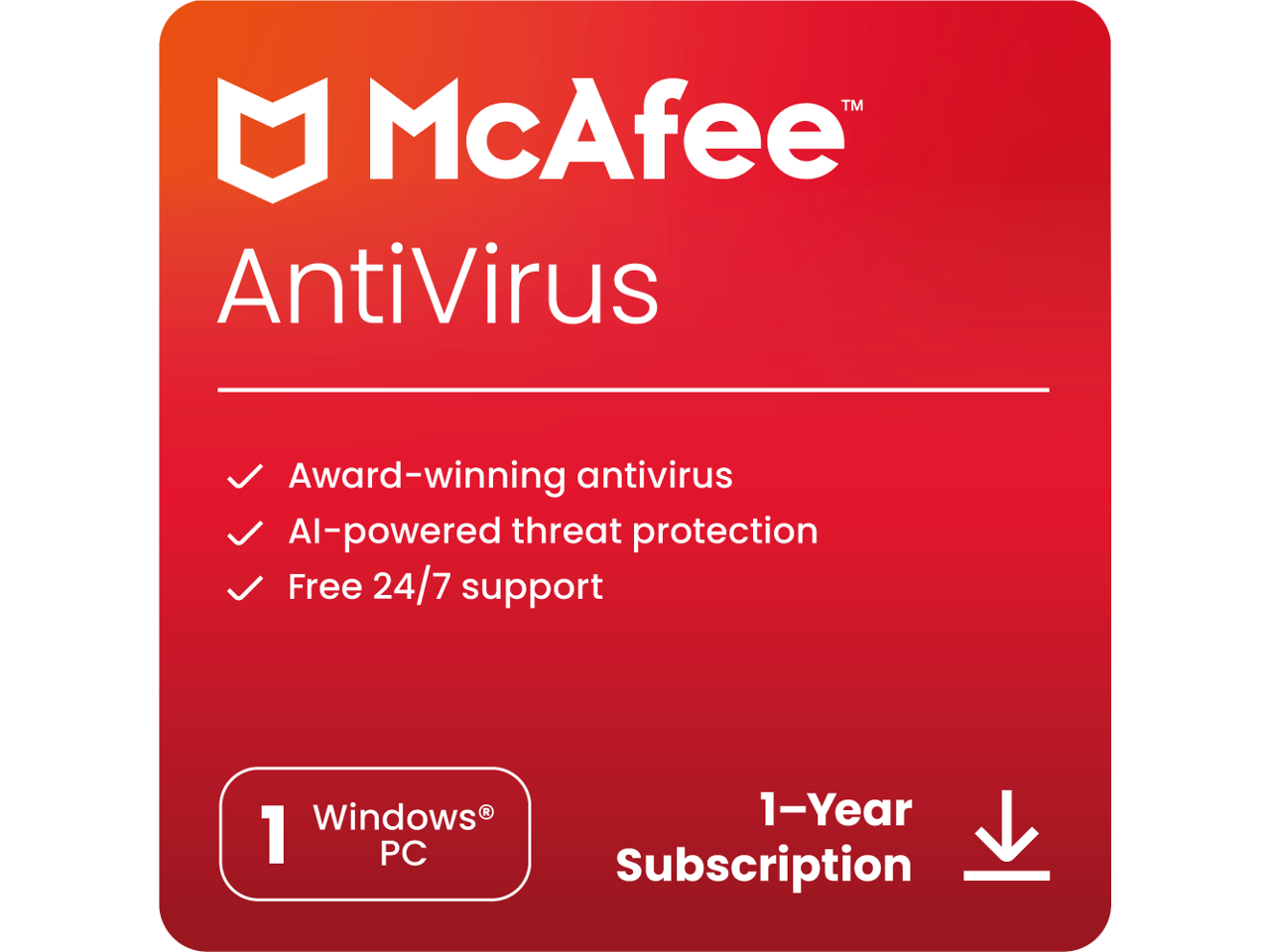 McAfee Antivirus 2025 1 PC / 1Year Download