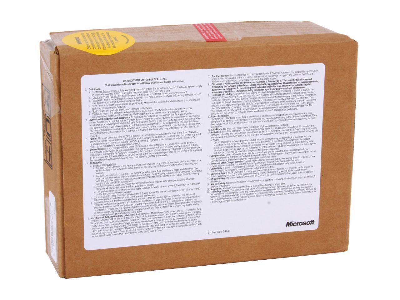 Microsoft Windows XP Professional SP3 3 Pack for System Builders 