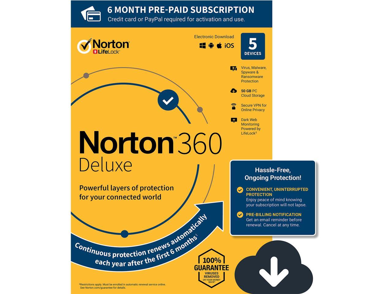 Norton 360 Deluxe [Online Protection, VPN, 50GB Cloud Backup & Dark Web ...