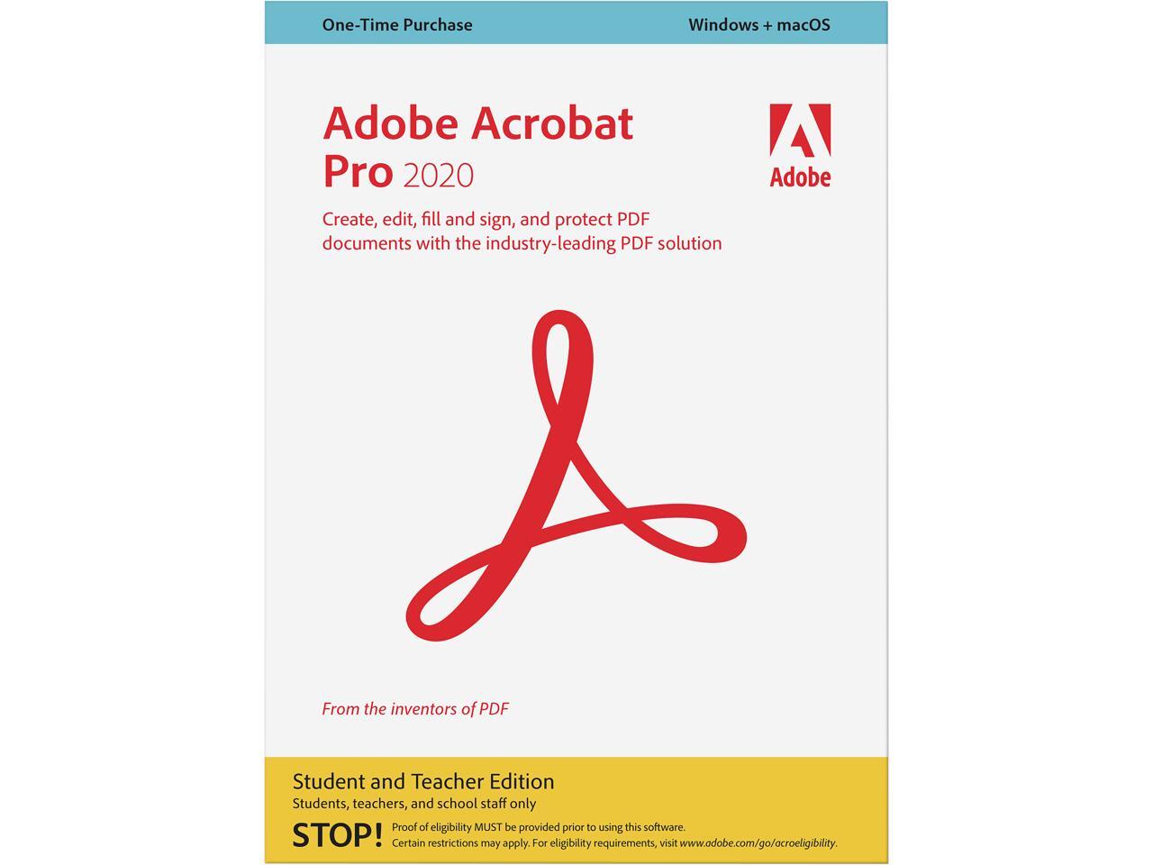 Adobe Acrobat Pro 2020 Student & Teacher (Verification Required) -  Newegg.com