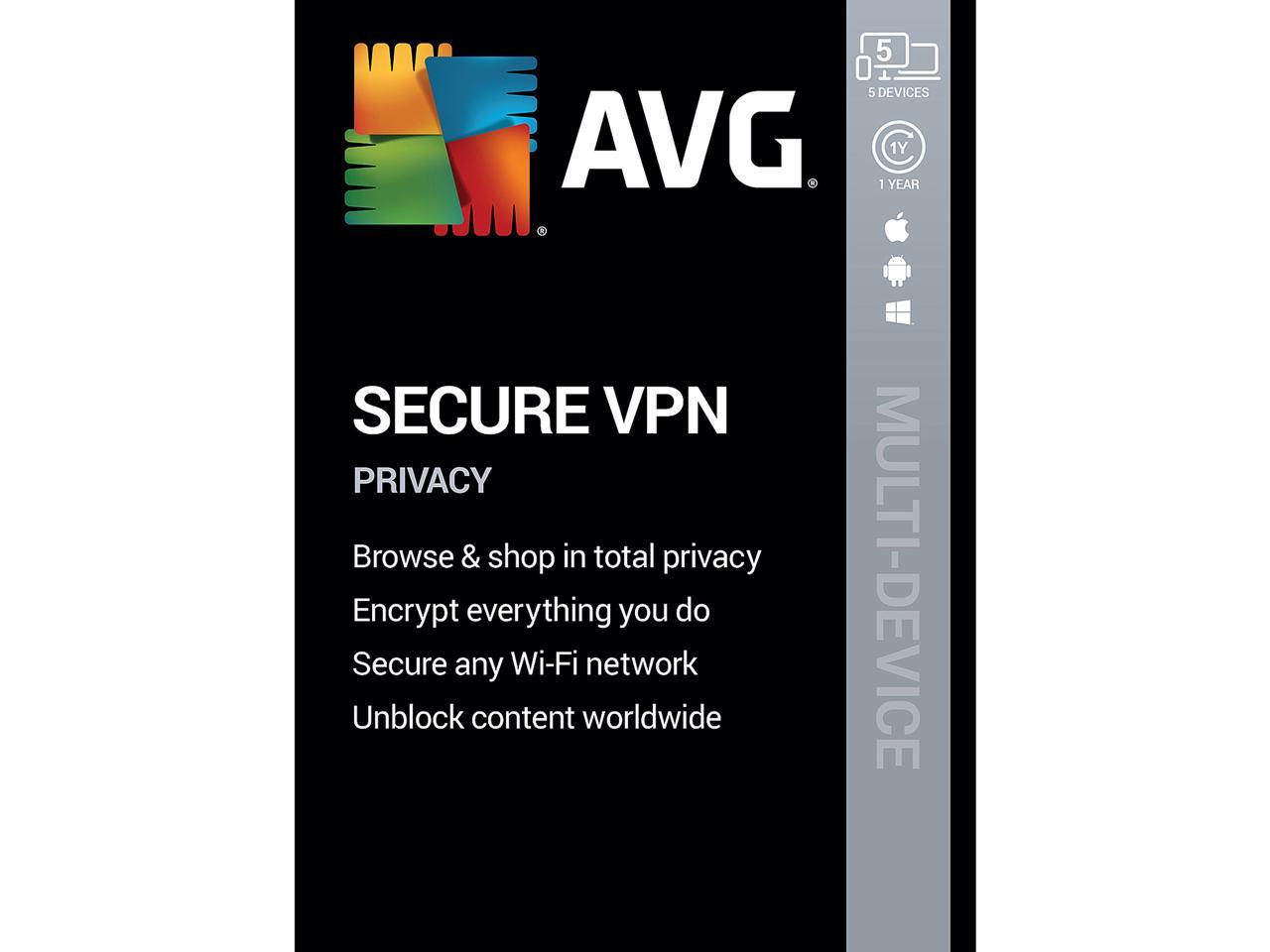 AVG Secure VPN 2024, 5 Devices 1 Year Download